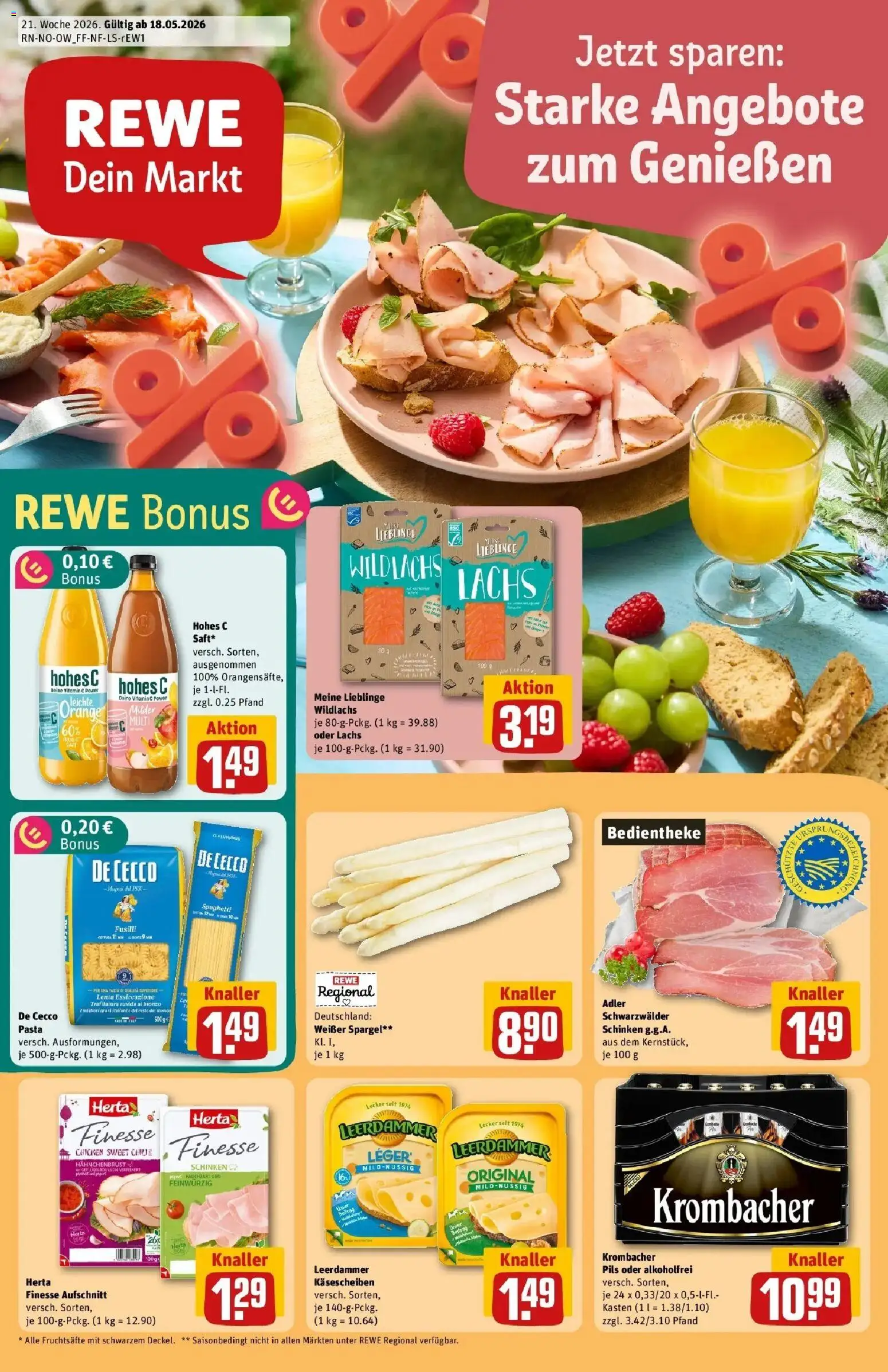 Rewe Prospekt Bad Salzuflen – gültig ab 17.05.2026 | Seite: 1 | Produkte: Pils, Spargel, Hohes c, Herta finesse