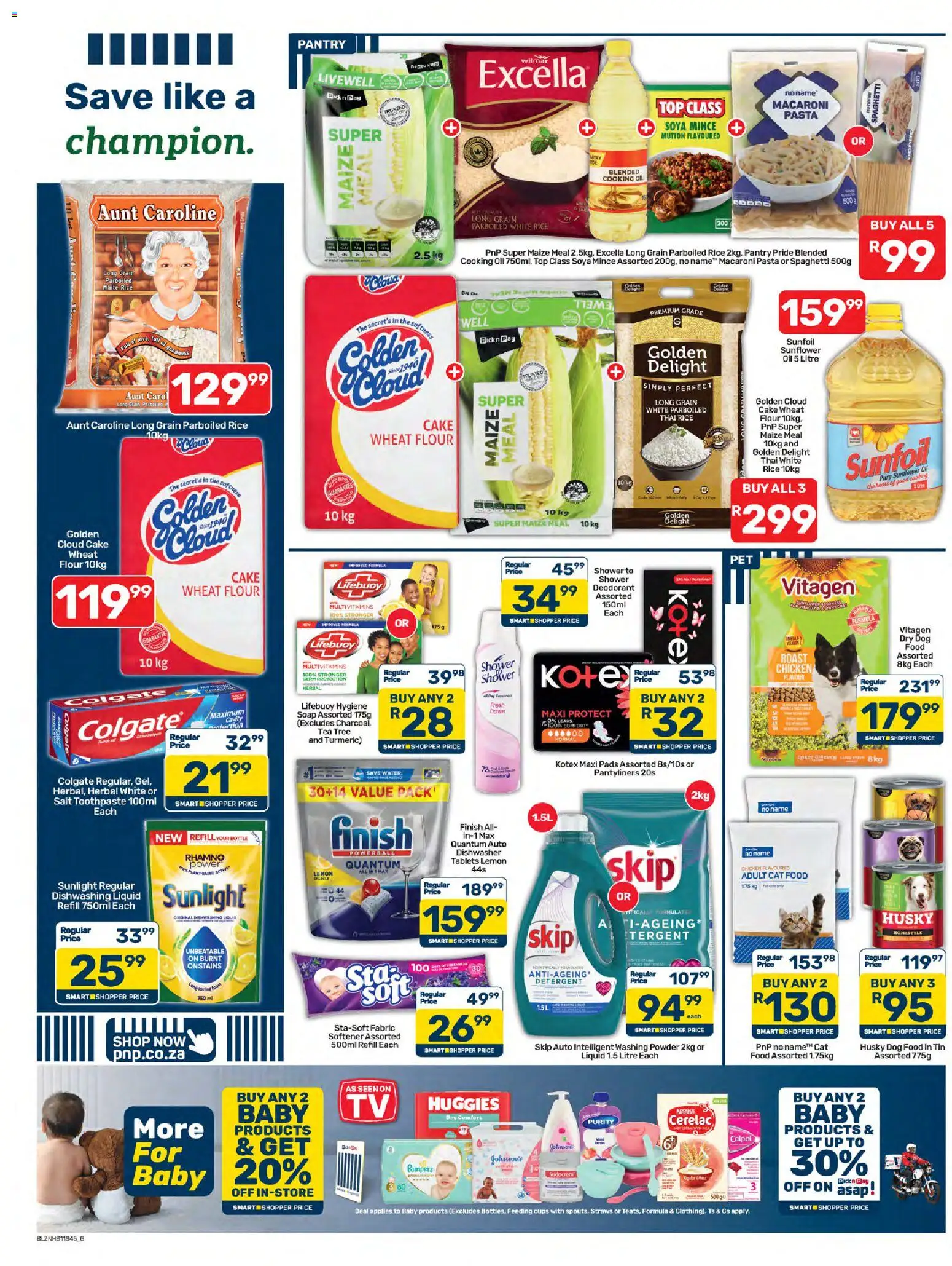 New Pick n Pay catalogue – valid from 07/08/2026 | Page: 6 | Products: Cake, Chicken, Pasta, Dog food