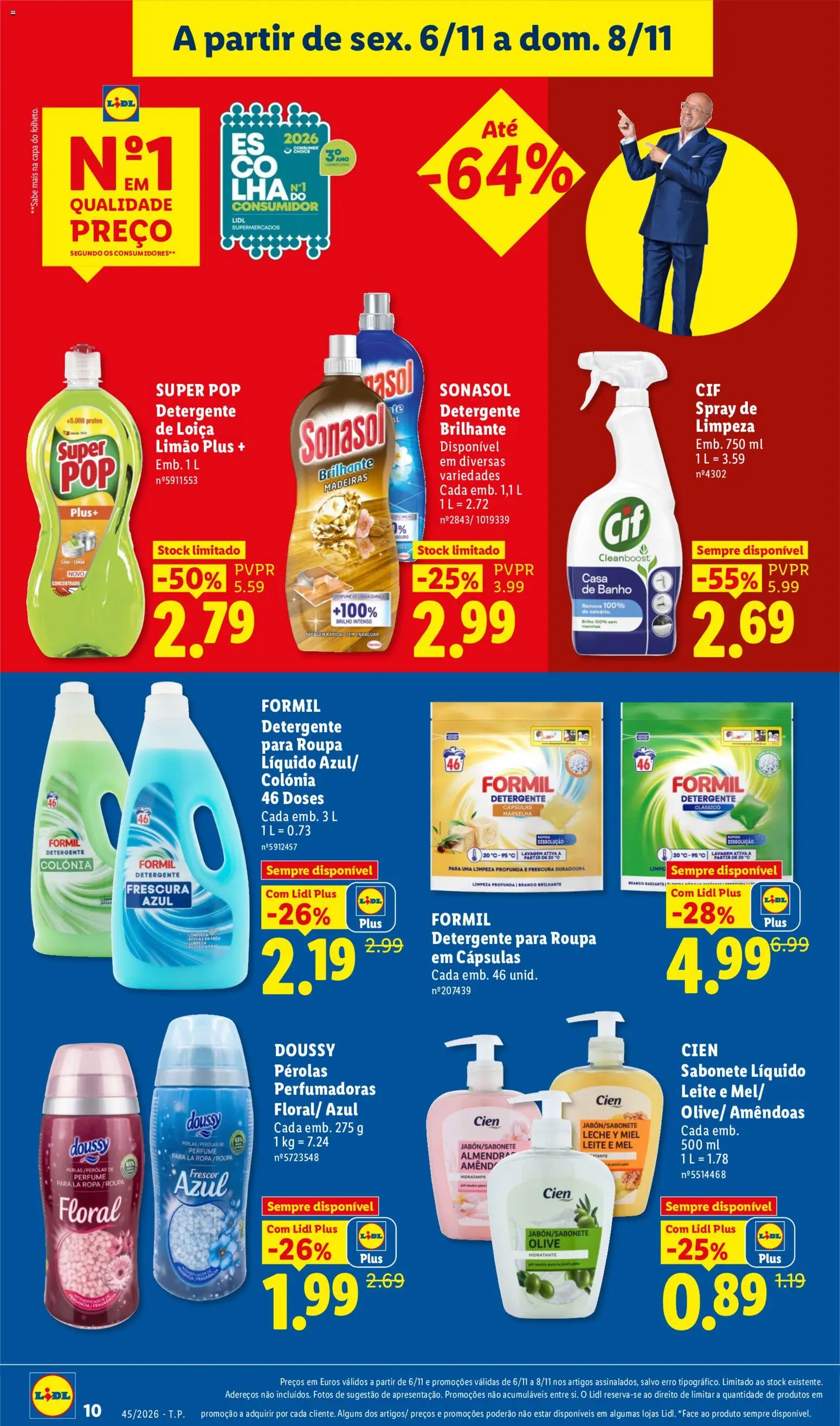 Lidl Promoções Fim de Semana │ válido de 06/11/2026 | Página: 10 | Produtos: Sabonete, Madeiras, Leite, Fato