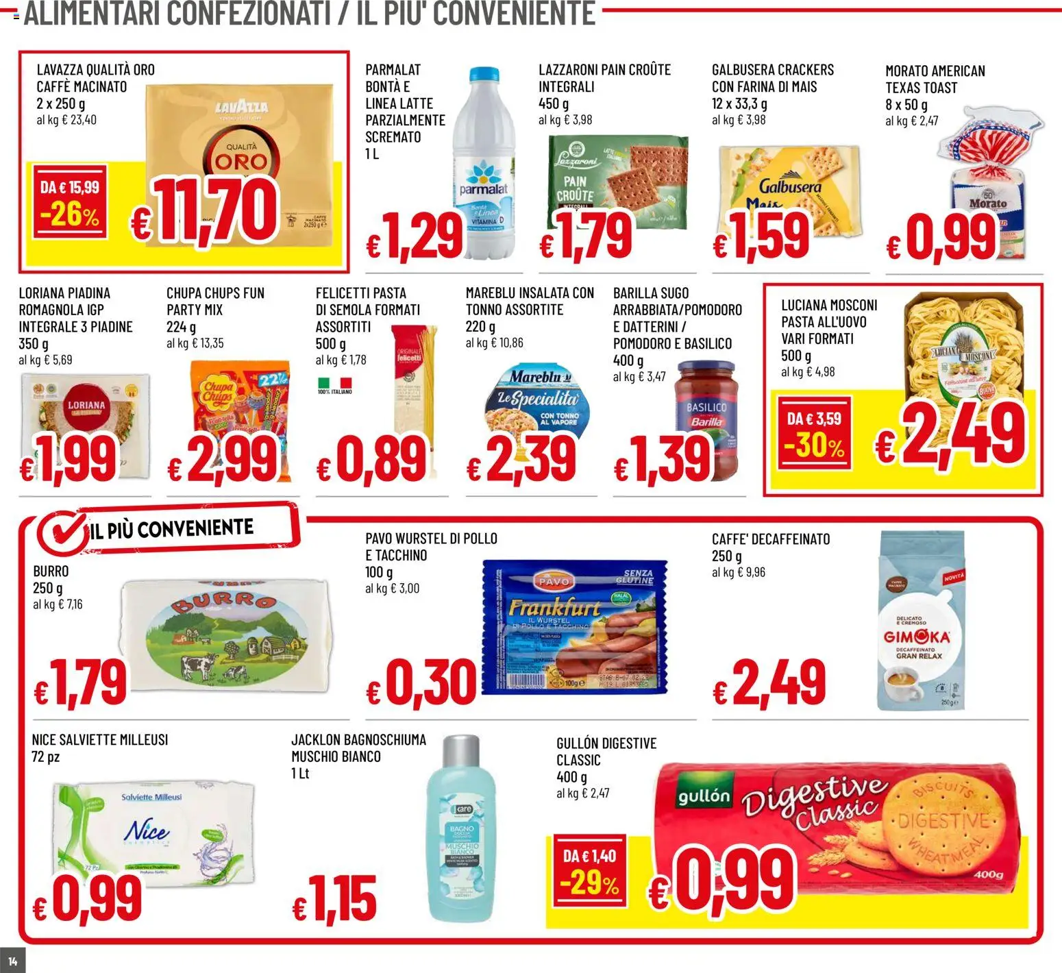Volantino Galassia del 02/07/2026 | Pagina: 14 | Prodotti: Bagnoschiuma, Wurstel, Piadina, Bagno