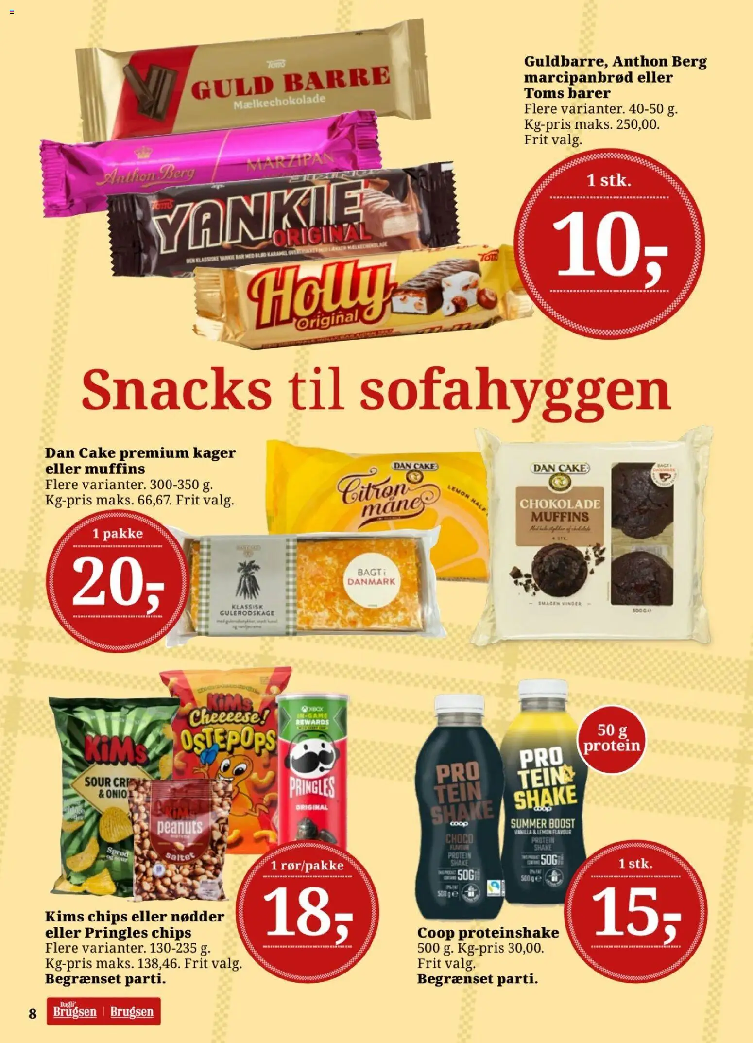 Dagli'Brugsen tilbudsavis – gyldig fra 03/07/2026 | Side: 8 | Produkter: Chips, Nødder, Marcipanbrød, Muffins