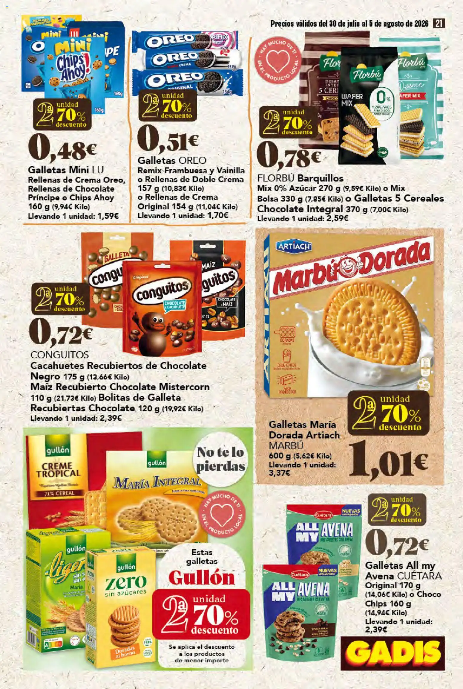 Gadis folleto │ válido desde el 30/07/2026 | Página: 21 | Productos: Chocolate, Cereales, Crema, Galletas