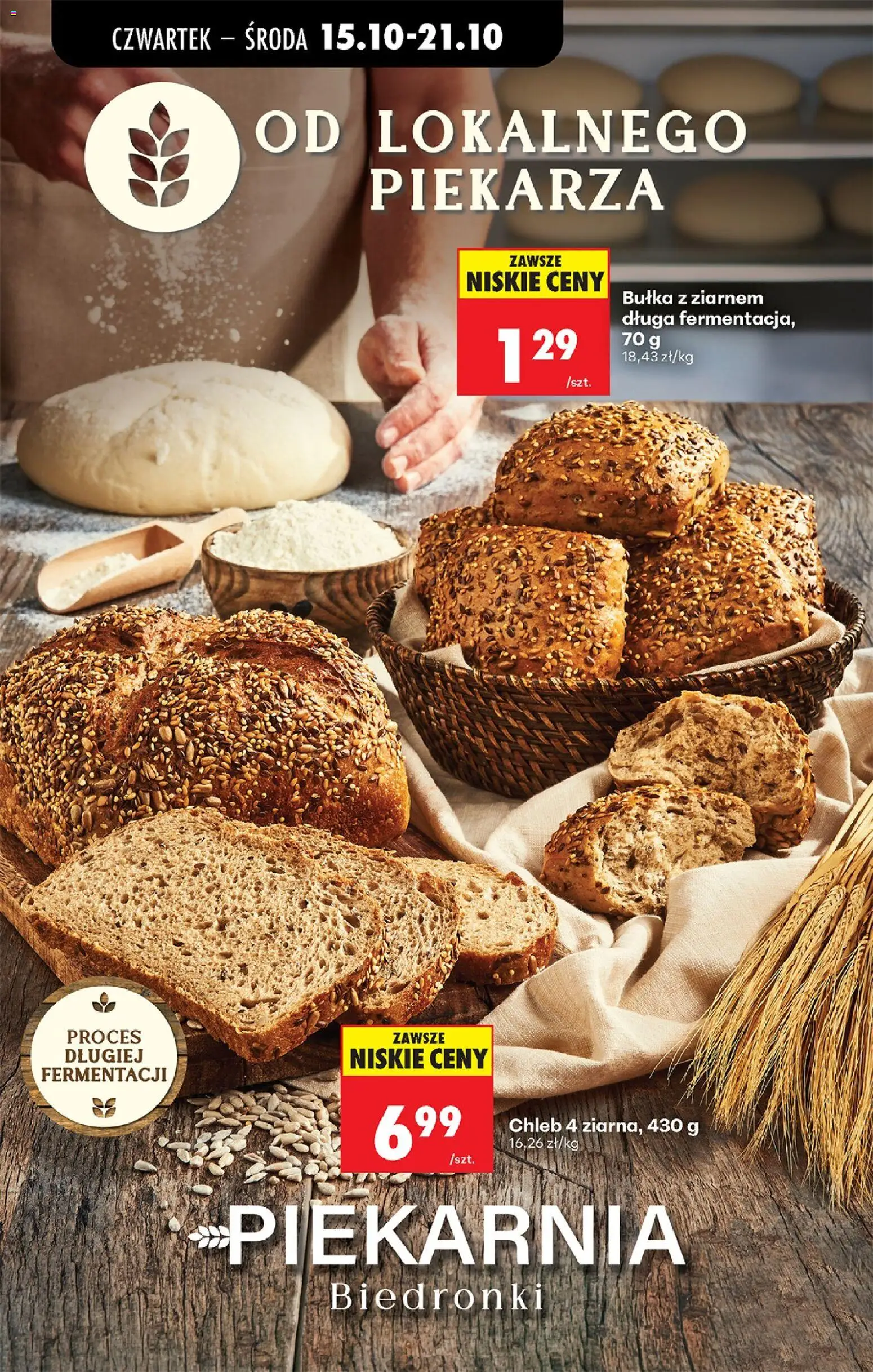 Biedronka gazetka - Czas na toast od 15.10.2026 | Strona: 36 | Produkty: Bułka z ziarnem, Bułka, Chleb