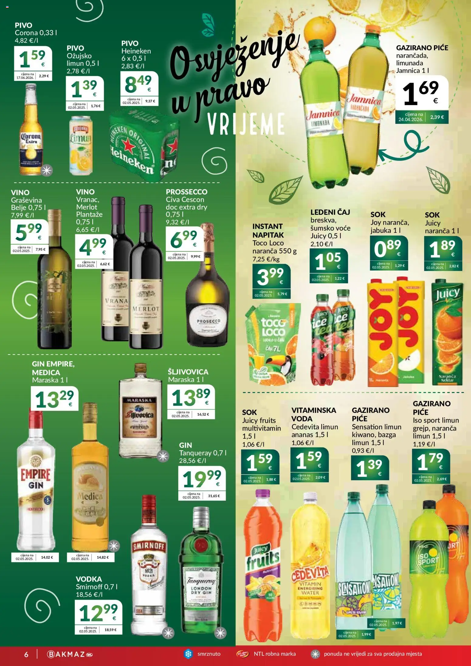 Bakmaz katalog | vrijedi od 22.07.2026 | Stranica: 6 | Proizvodi: Šljivovica, Ožujsko, Jamnica, Cedevita