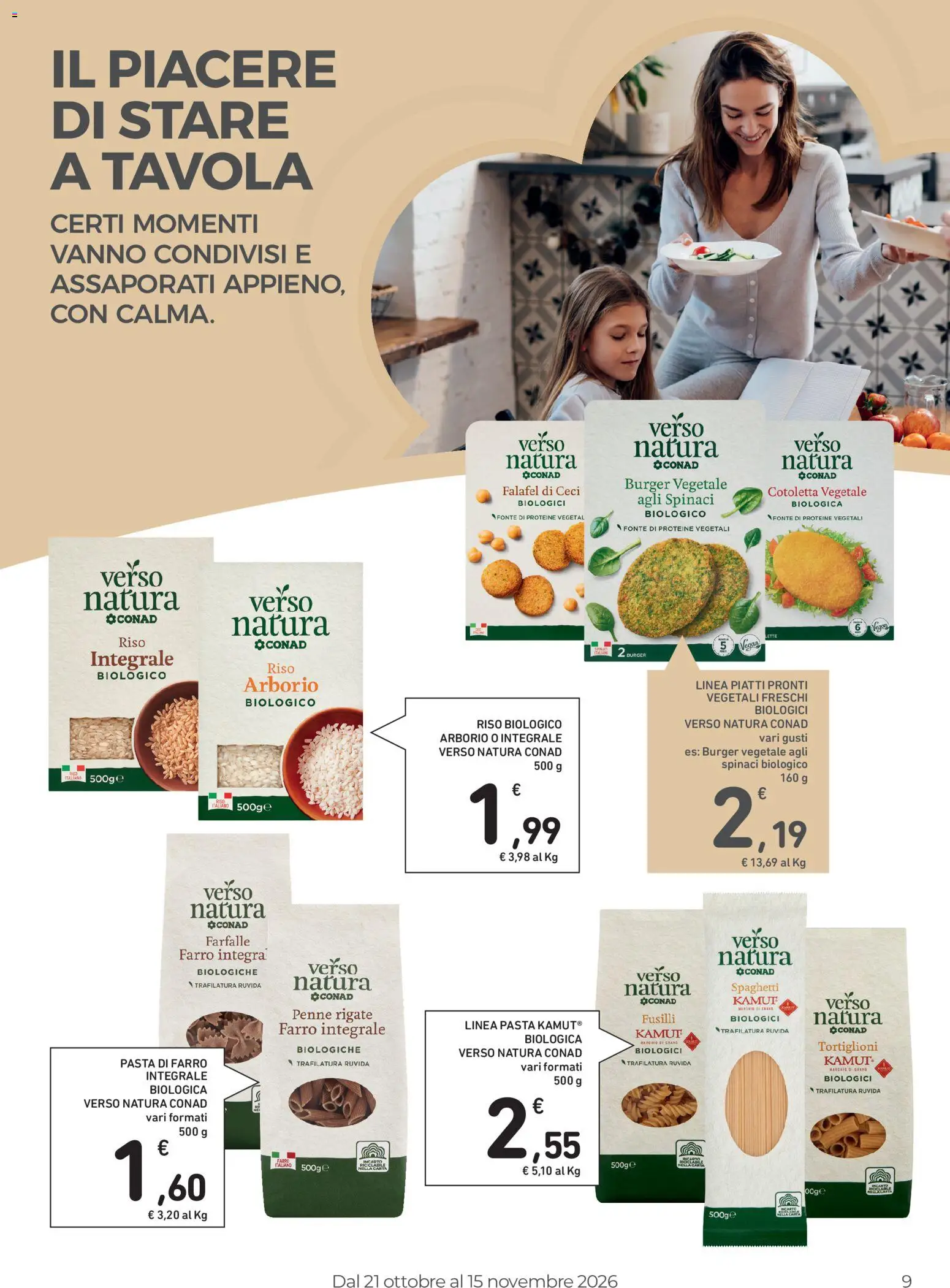 Volantino Spazio Conad del 21/10/2026 | Pagina: 9 | Prodotti: Ceci, Farfalle, Tortiglioni, Falafel
