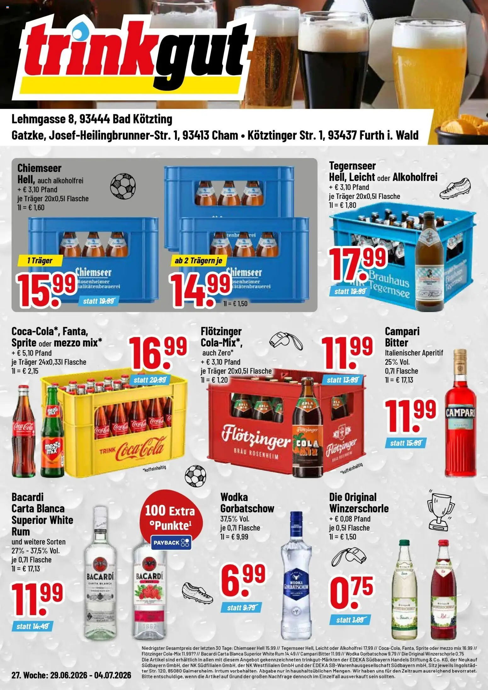Trinkgut - trinkgut: Wochenangebote – gültig ab 28.06.2026 | Seite: 1 | Produkte: Coca cola, Campari, Rum, Wodka gorbatschow