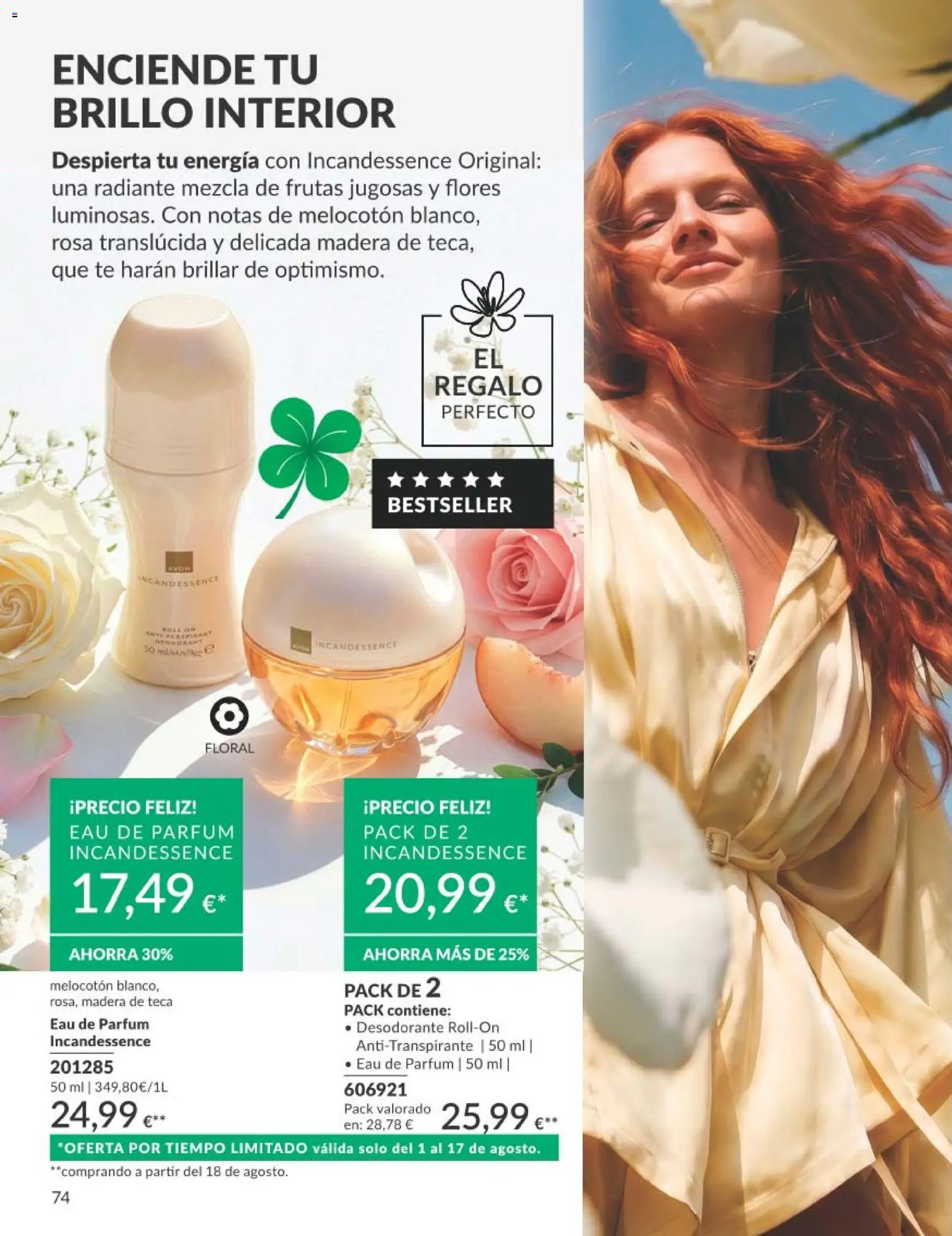 Catálogo AVON campaña 8 │ válido desde el 01/08/2026 | Página: 74 | Productos: Desodorante, Antitranspirante, Té, Eau de parfum