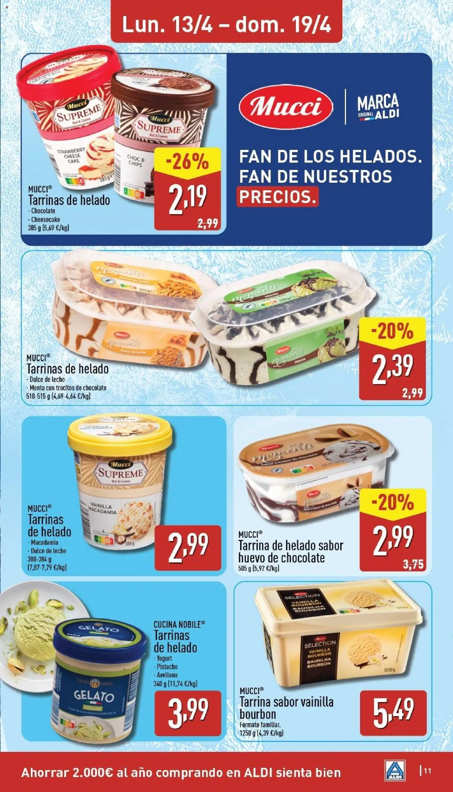Aldi folleto Península │ válido desde el 13.04.2026 | Página: 11 | Productos: Leche, Chocolate, Helado, Πάνες