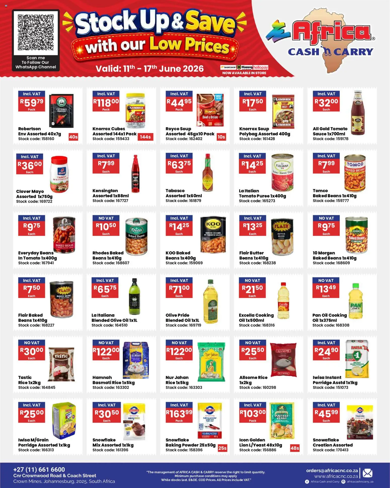 New Africa Cash & Carry catalogue – valid from 11.06.2026 | Page: 28 | Products: Beans, Baked beans, Butter, Stock