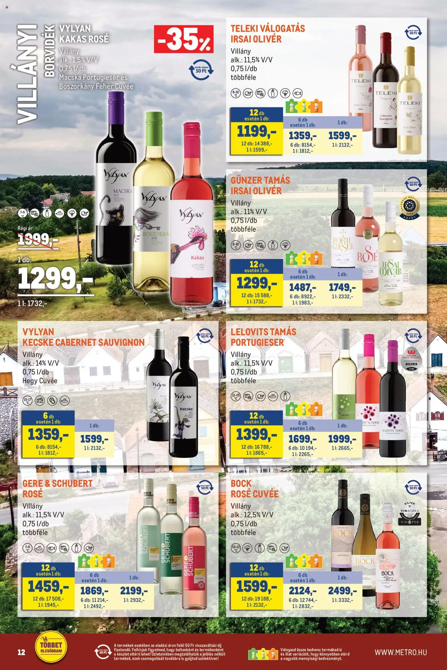 Metro akciós ujság - amely érvényes a következő dátumtól: 2026.10.01. | Oldal: 12 | Termékek: Cabernet, Cabernet Sauvignon, Cuvée, Rosé