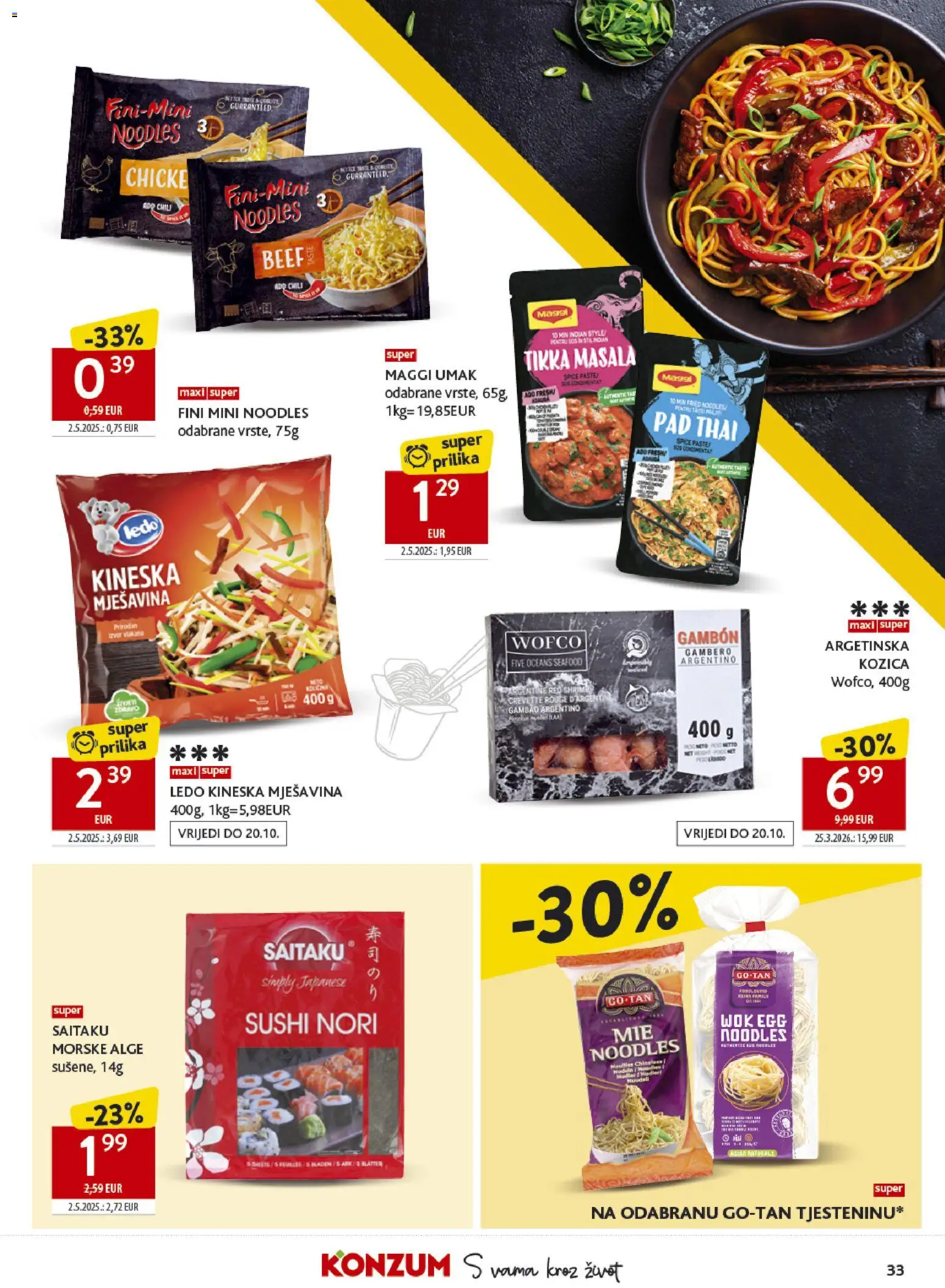 Konzum katalog | vrijedi od 14.10.2026 | Stranica: 33 | Proizvodi: Ledo, Sushi, Umak