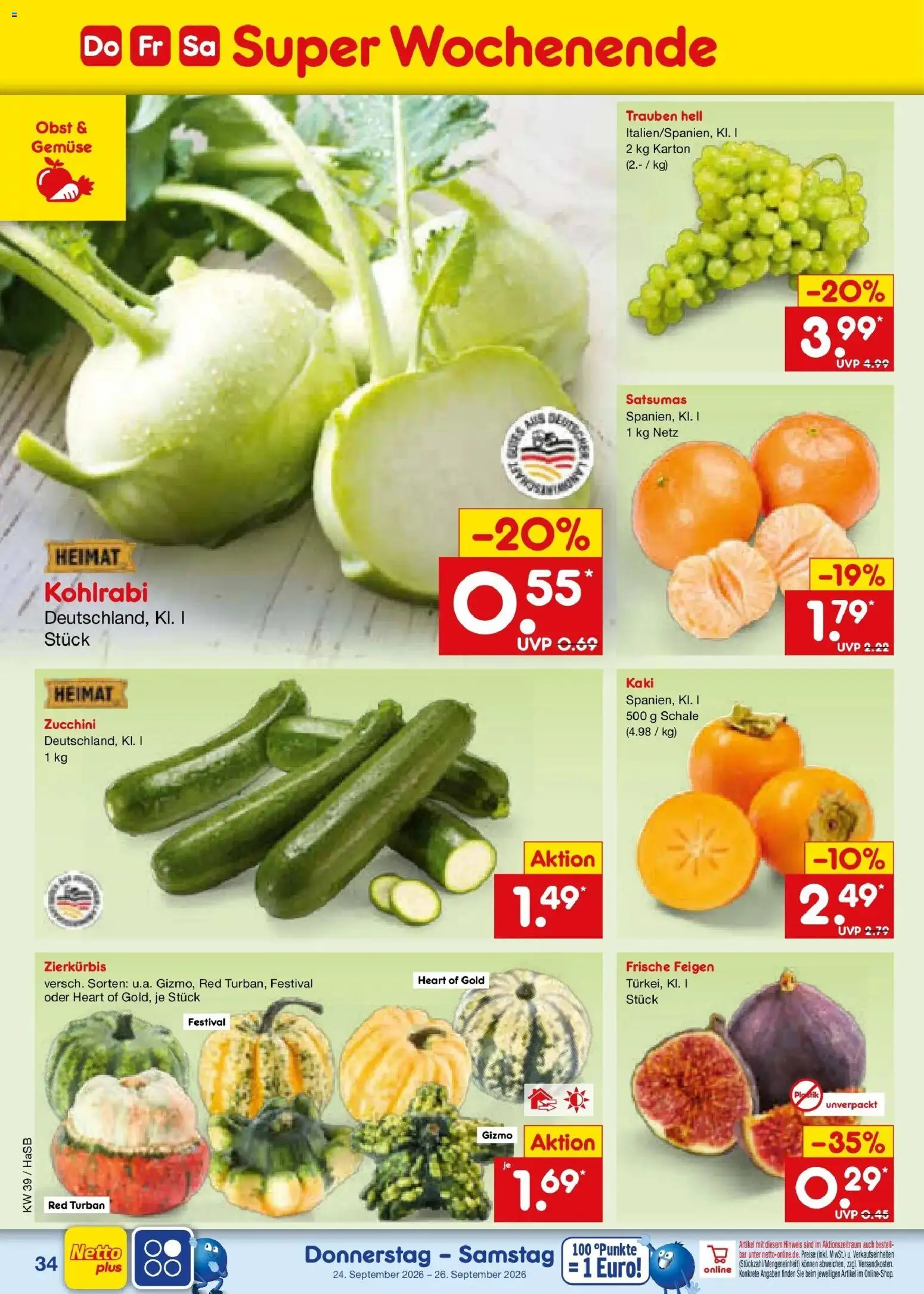 Netto Marken-Discount Prospekt Unna – gültig ab 21.09.2026 | Seite: 48 | Produkte: Trauben, Kohlrabi, Gemüse, Zucchini