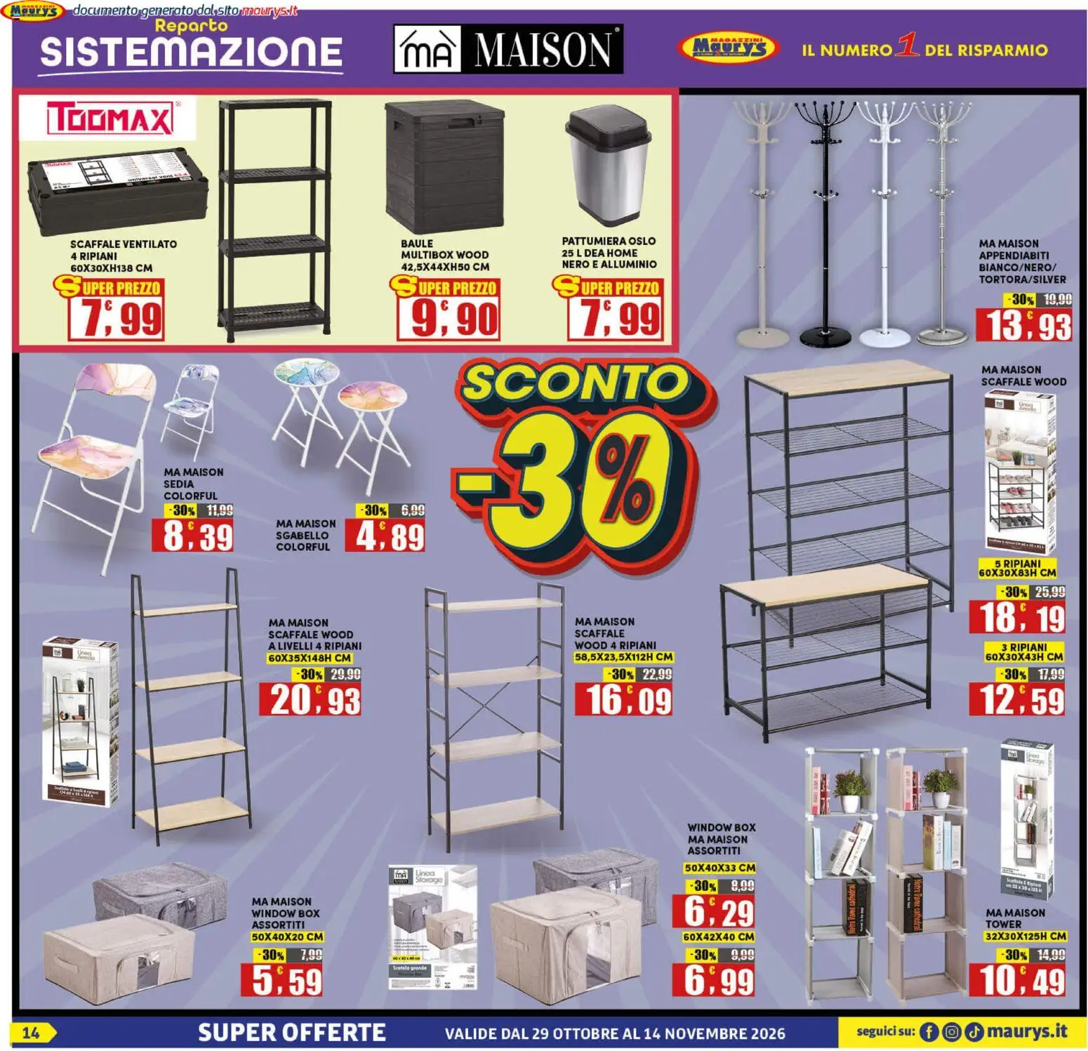 Volantino Maury's del 29/10/2026 | Pagina: 14