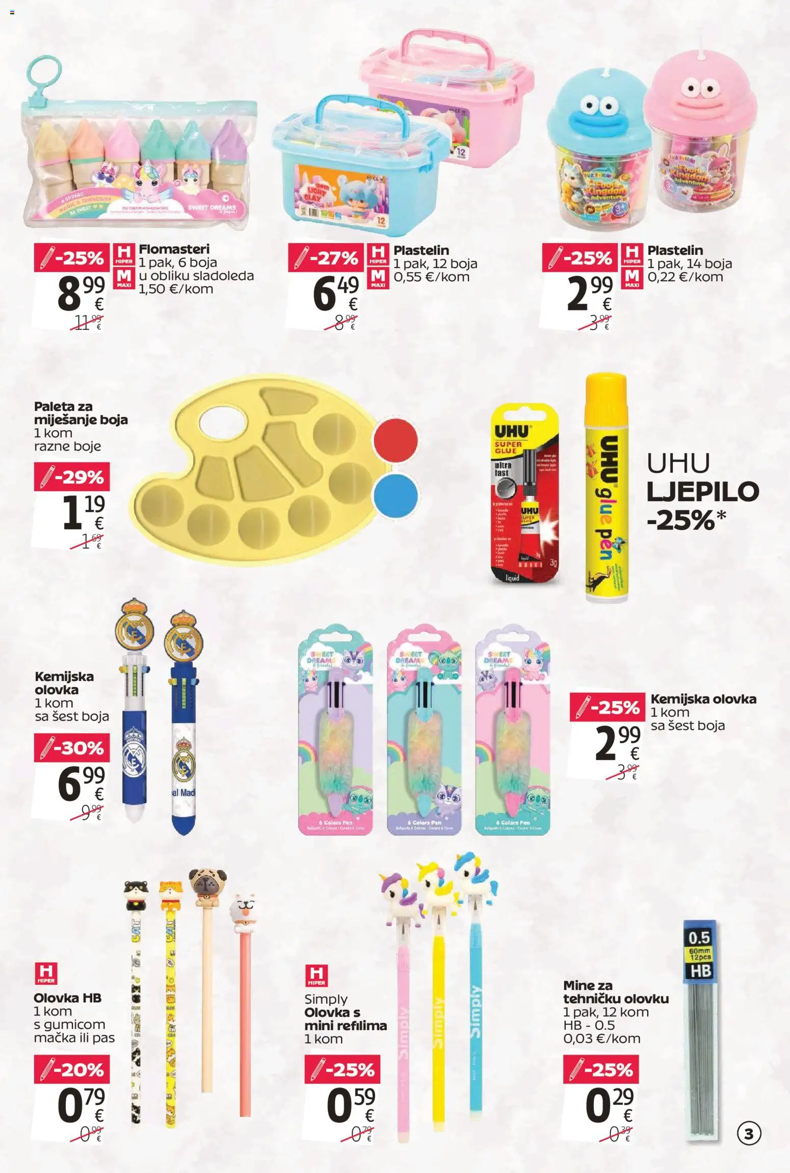 Tommy katalog | vrijedi od 20.08.2026 | Stranica: 3 | Proizvodi: Paleta, Ljepilo, Flomasteri, Plastelin