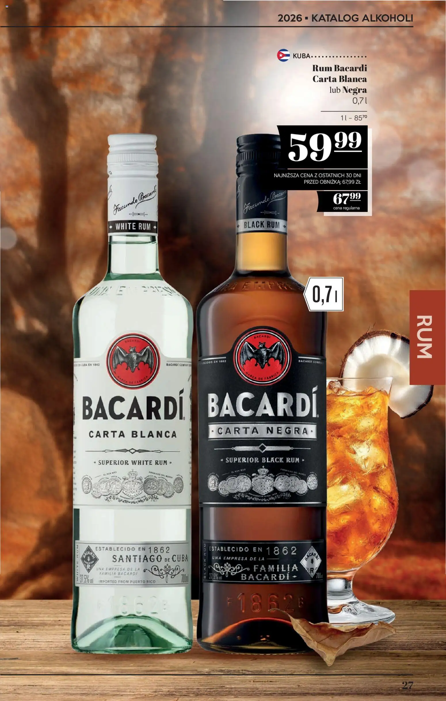 POLOmarket katalog - Alkoholi od 08.10.2026 | Strona: 27 | Produkty: Rum Bacardi, Bacardi, Rum