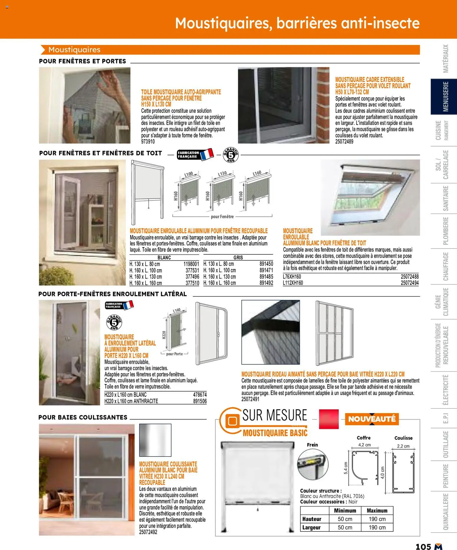 {H1} | Page: 105 | Produits: Mais, Porte, Moustiquaire, Cadre
