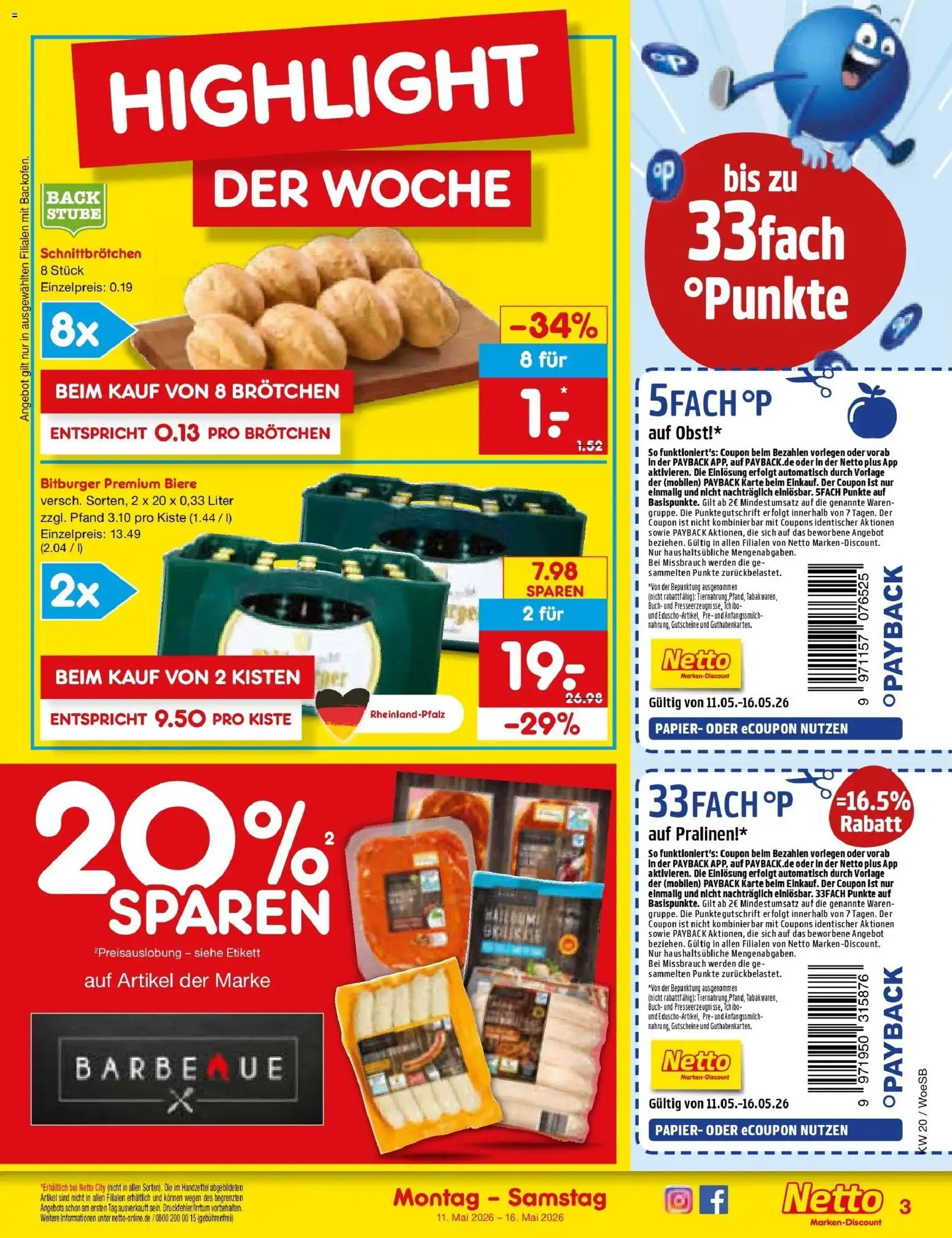 Netto Marken-Discount Prospekt Gemmingen	 – gültig ab 10.05.2026 | Seite: 3 | Produkte: Bitburger, Obst