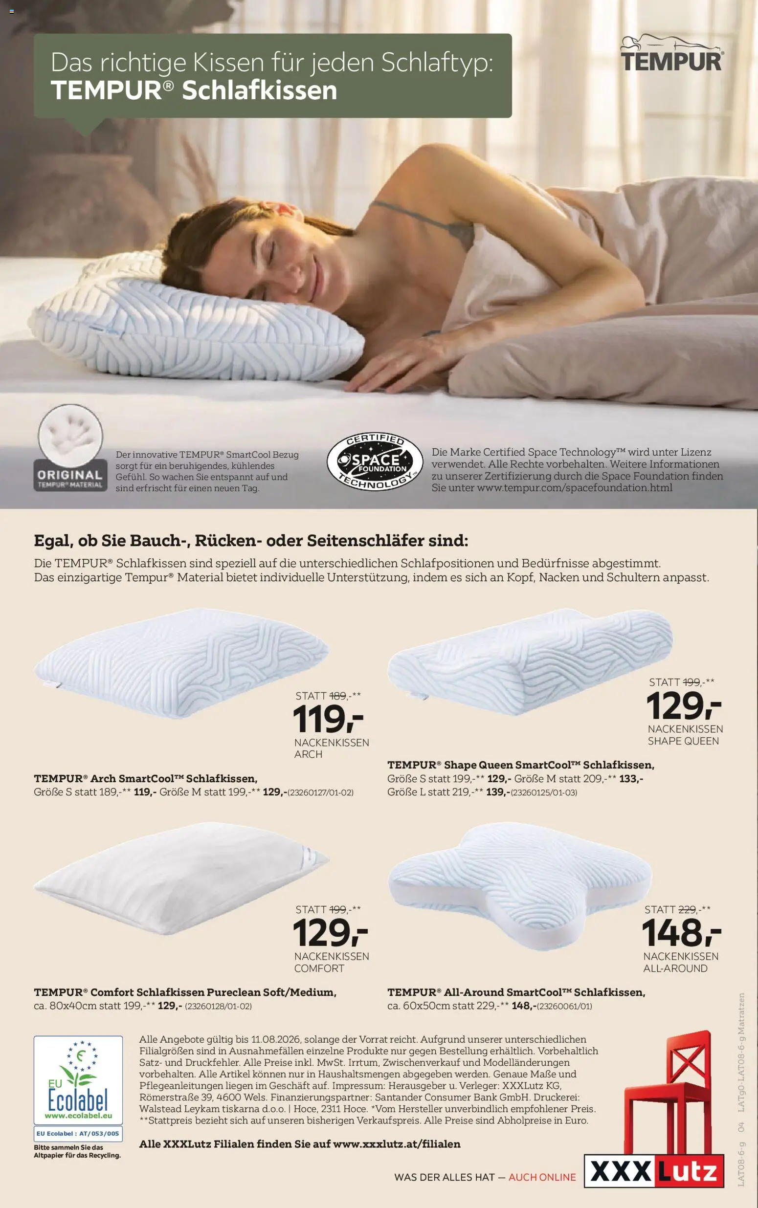 XXXLutz Tempur gültig ab 28.07.2026 | Seite: 4 | Produkte: Kissen