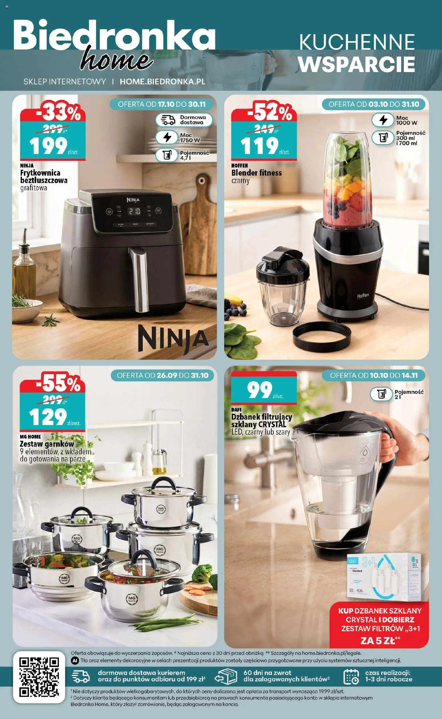 Biedronka gazetka - Home od 17.10.2026 | Strona: 2 | Produkty: Dzbanek, Hoffen blender, Dzbanek filtrujący, Frytkownica