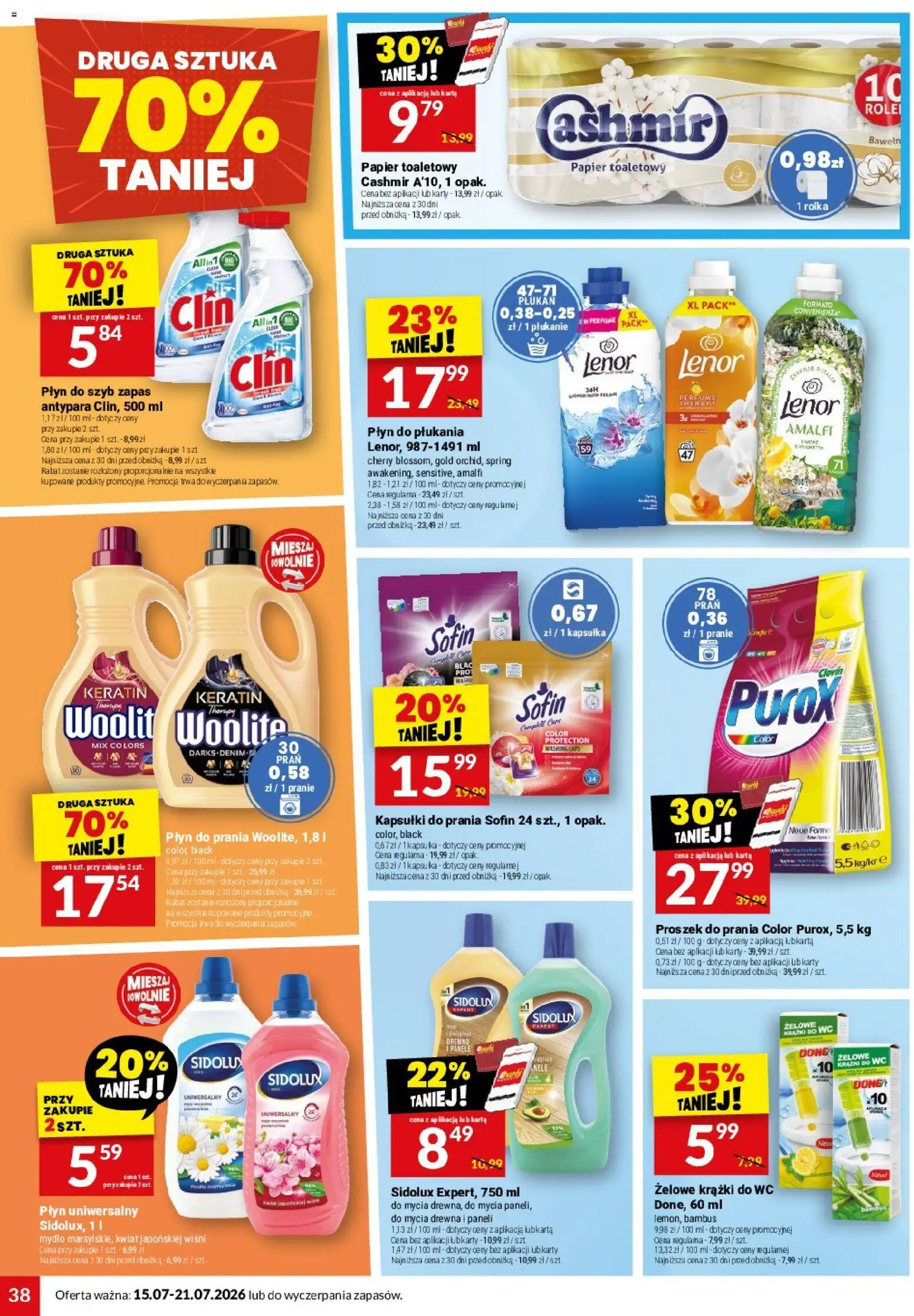 Twój Market gazetka od 15.07.2026 | Strona: 38 | Produkty: Karta, Papier toaletowy, Kapsułki do prania, Mydło