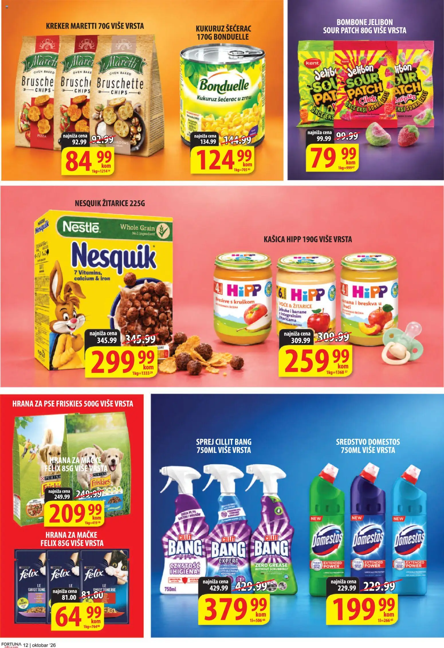 Fortuna Market katalog - važi od 09.10.2026 | Strana: 12 | Proizvode: Bombone, Žitarice, Cillit Bang, Jabuke