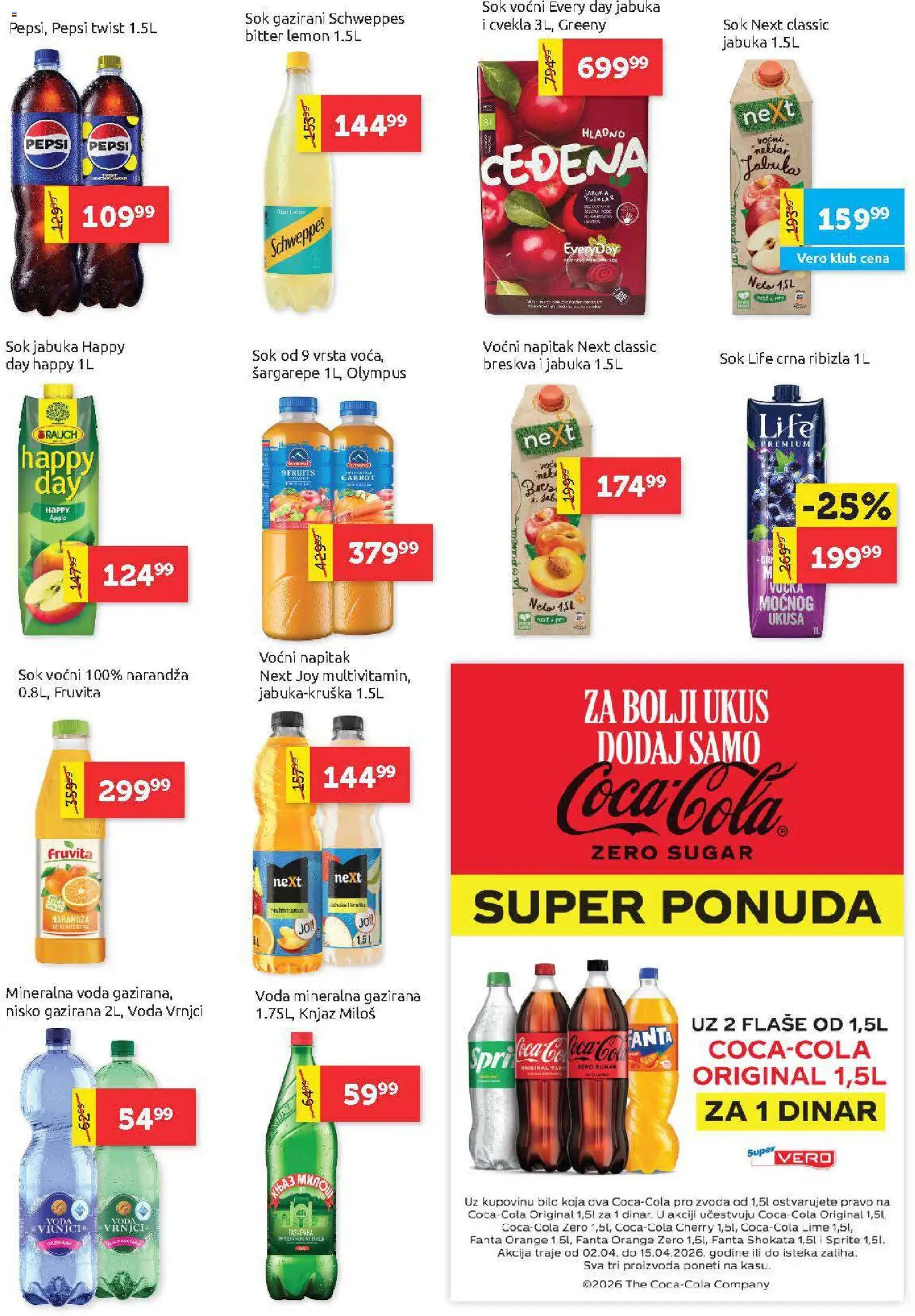 SuperVERO katalog - važi od 02.04.2026 | Strana: 26 | Proizvode: Šal, Nektar, Voda, Mineralna voda