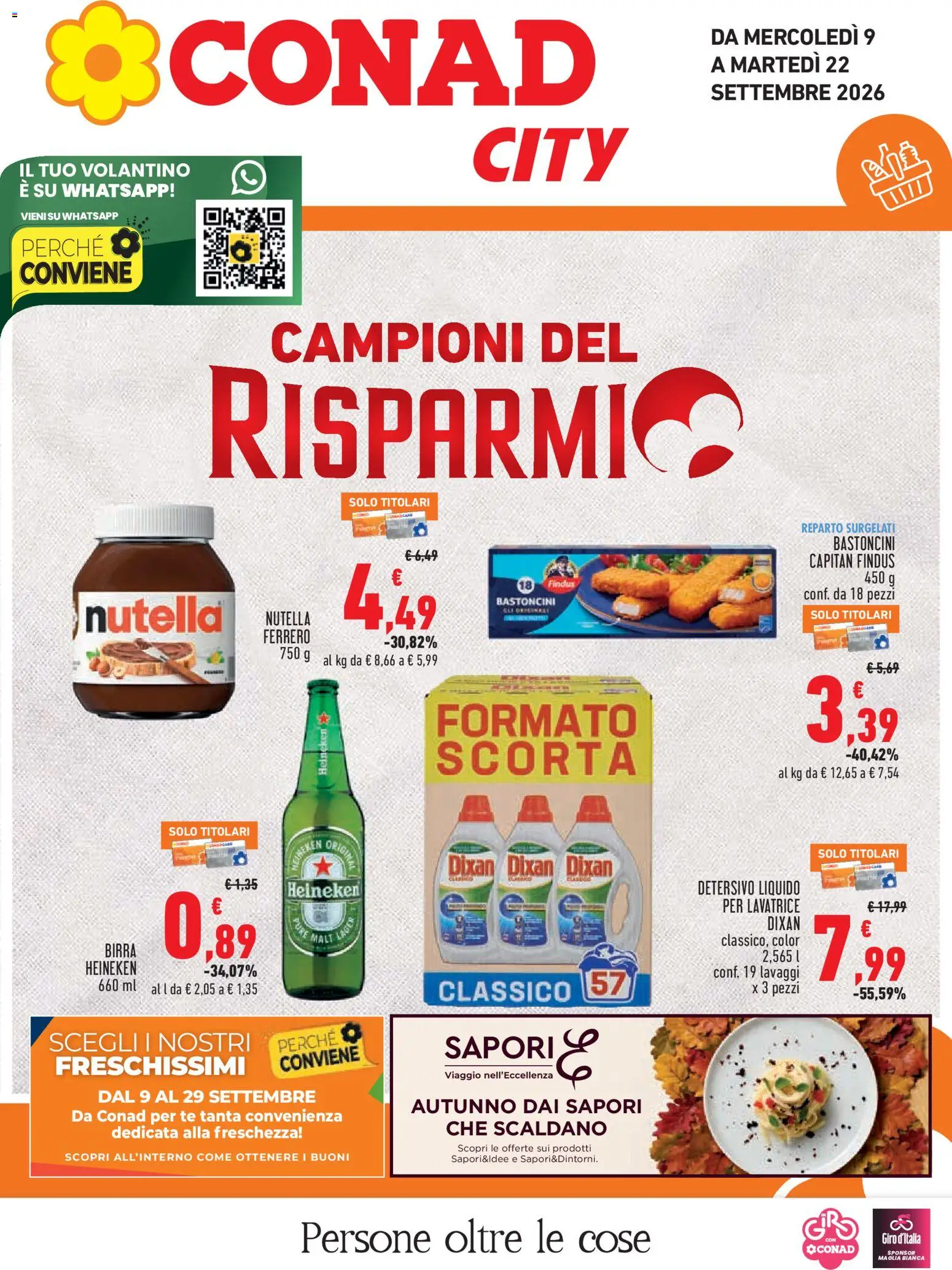 Volantino Conad del 09/09/2026 | Pagina: 1 | Prodotti: Tè, Birra Heineken, Lavatrice, Heineken