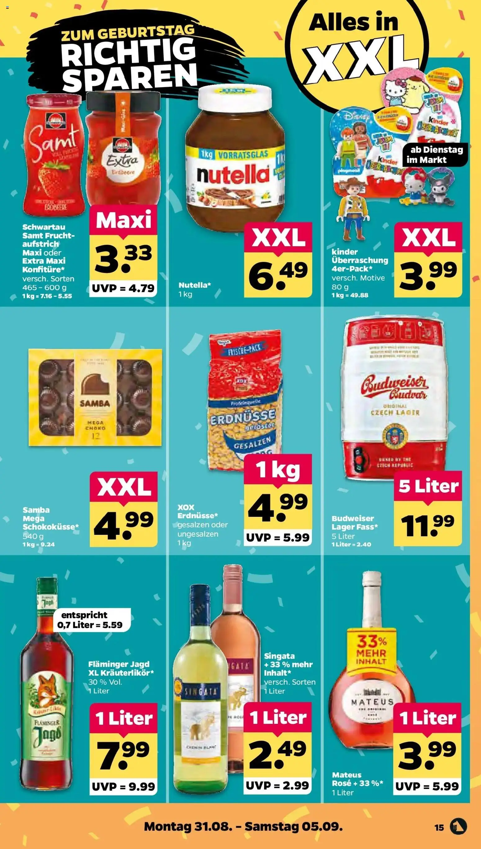 Netto Aktueller Prospekt – gültig ab 30.08.2026 | Seite: 17 | Produkte: Erdnüsse, Schwartau samt, Nutella, Budweiser