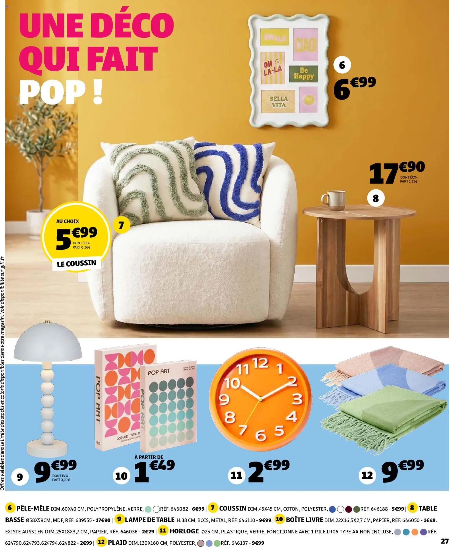 {H1} | Page: 27 | Produits: Plaid, Table, Lampe, Livre
