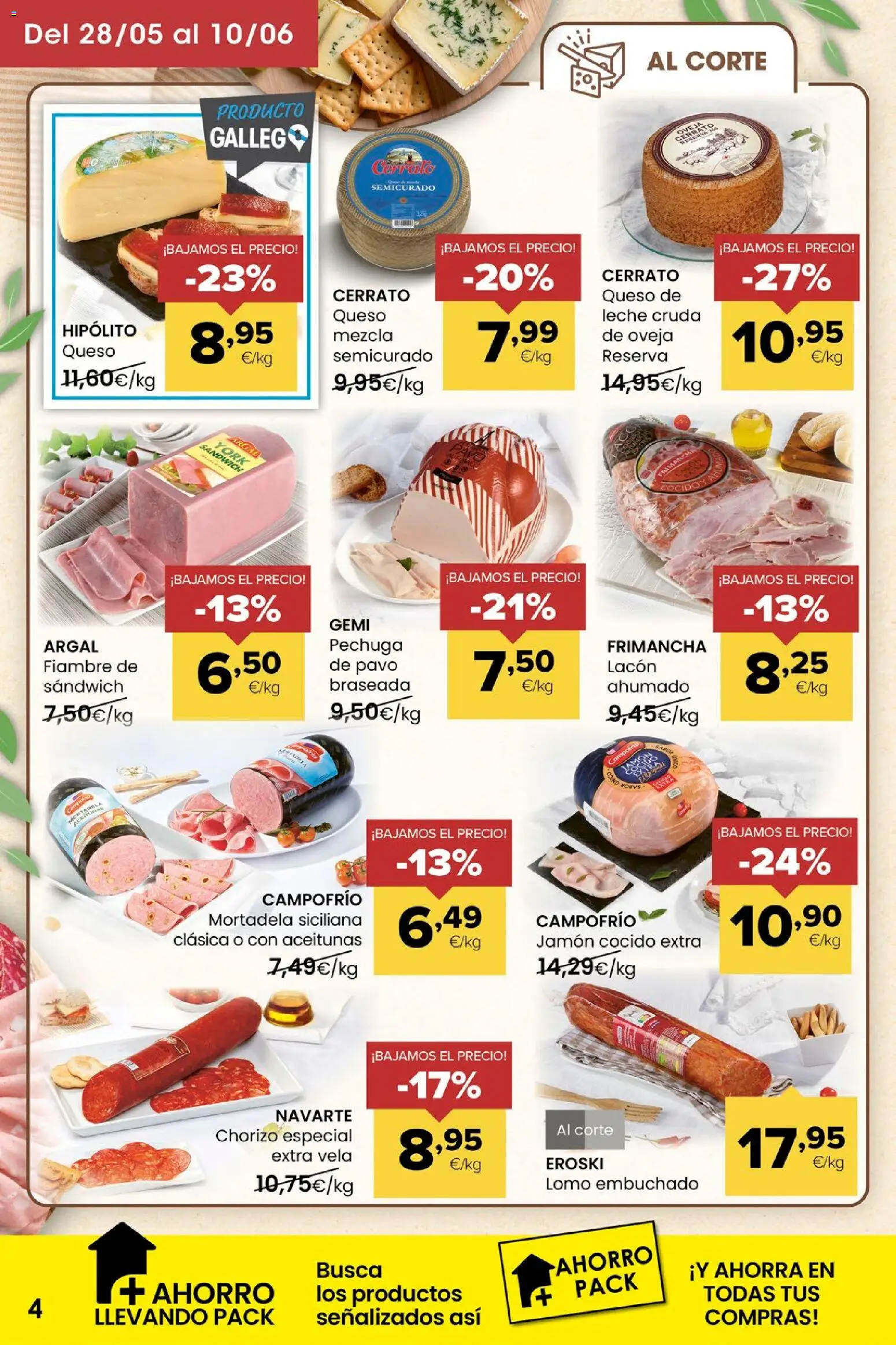 Eroski Miramos por ti! │ válido desde el 28.05.2026 | Página: 4 | Productos: Queso, Jamón, Jamón cocido, Vela