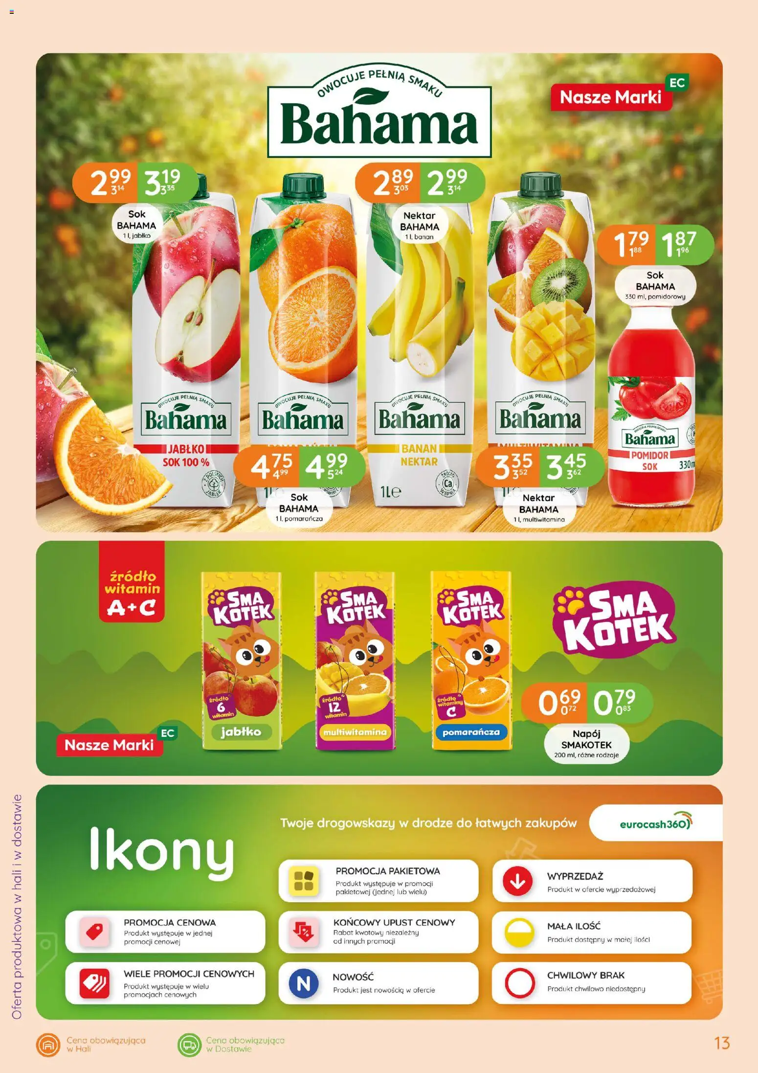 Eurocash gazetka - Śniadanie od 03.09.2026 | Strona: 13 | Produkty: Pomidor, Sok, Banan