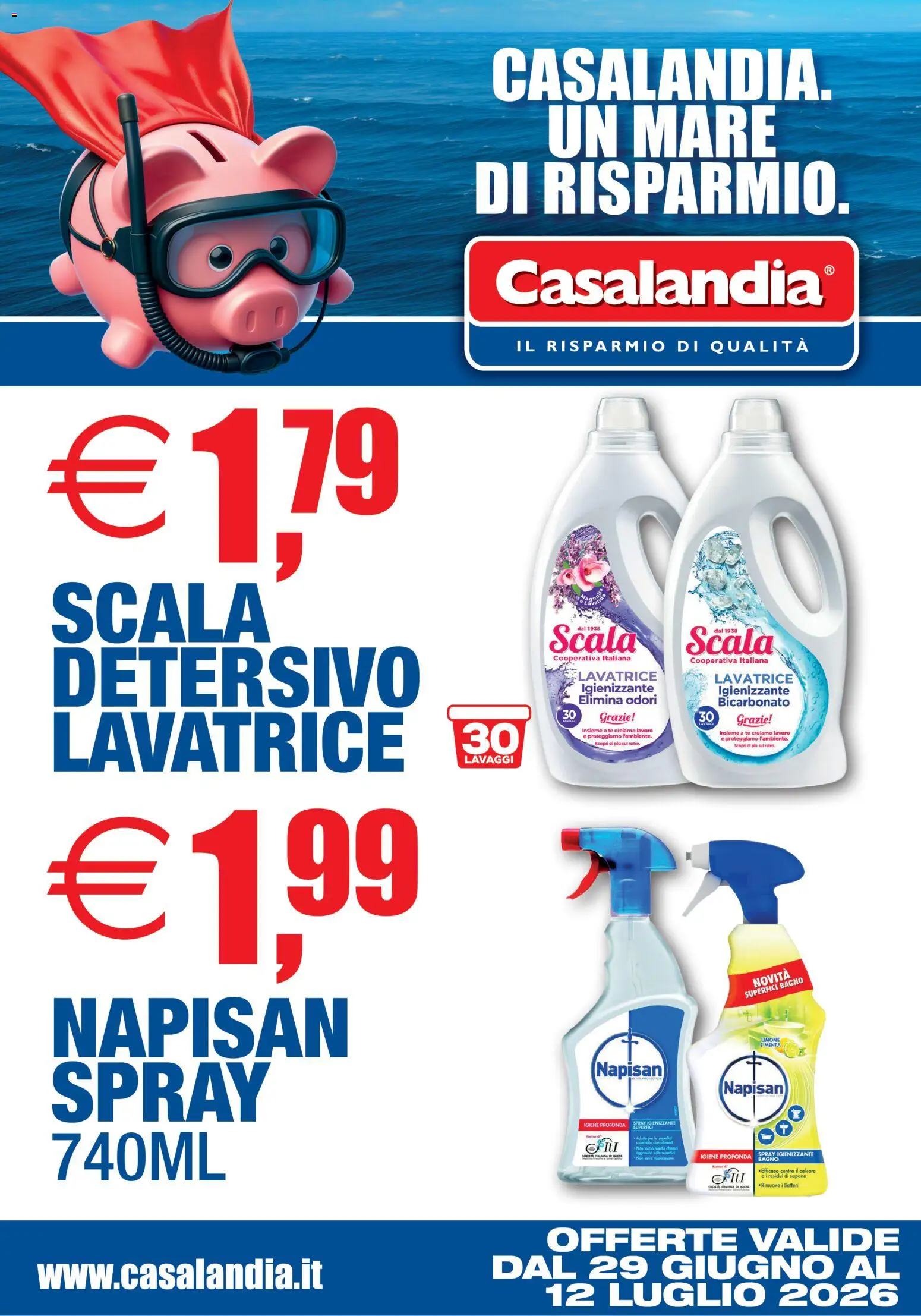 Volantino Casalandia del 29/06/2026 | Pagina: 3 | Prodotti: Sapone, Tè, Bicarbonato, Lavatrice