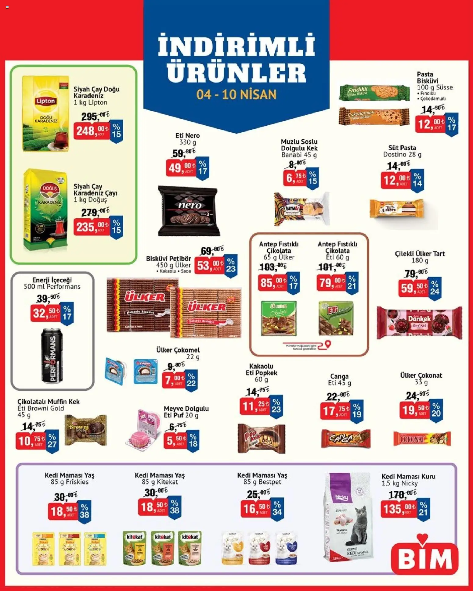 BİM - İndirimli Ürünler - 04.04.2026 tarihinden itibaren geçerlidir | Sayfa: 1 | Ürünler: Süt, Çikolata, Çay, Meyve