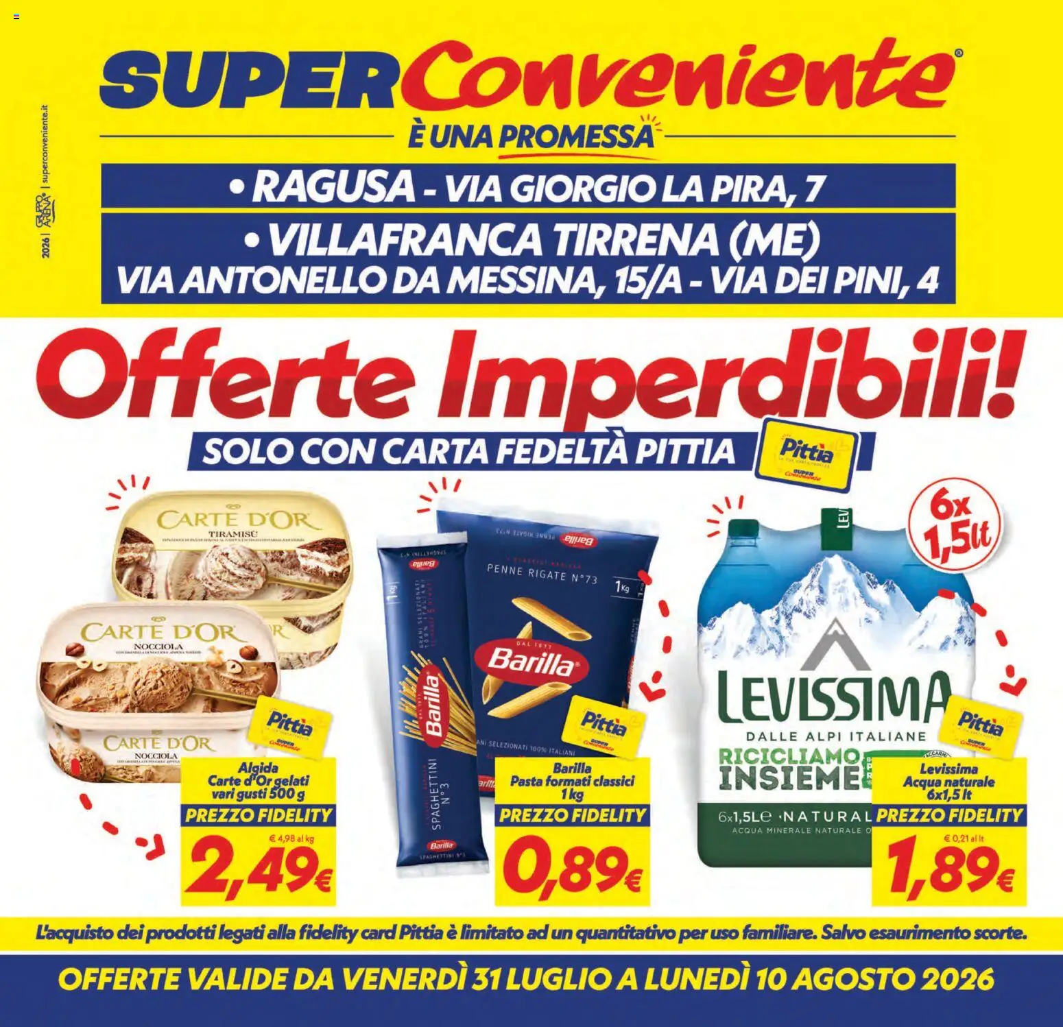 Volantino SuperConveniente del 31/07/2026 | Pagina: 1 | Prodotti: Acqua, Acqua naturale, Acqua minerale, Penne