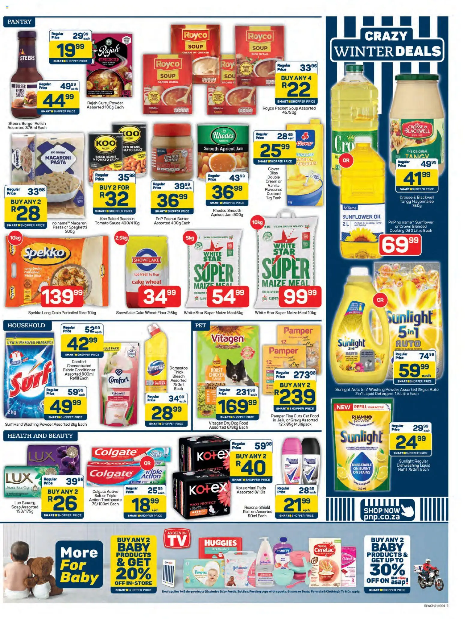 New Pick n Pay catalogue – valid from 08.06.2026 | Page: 3 | Products: Baked beans, Pasta, Toothpaste, Dishwashing liquid