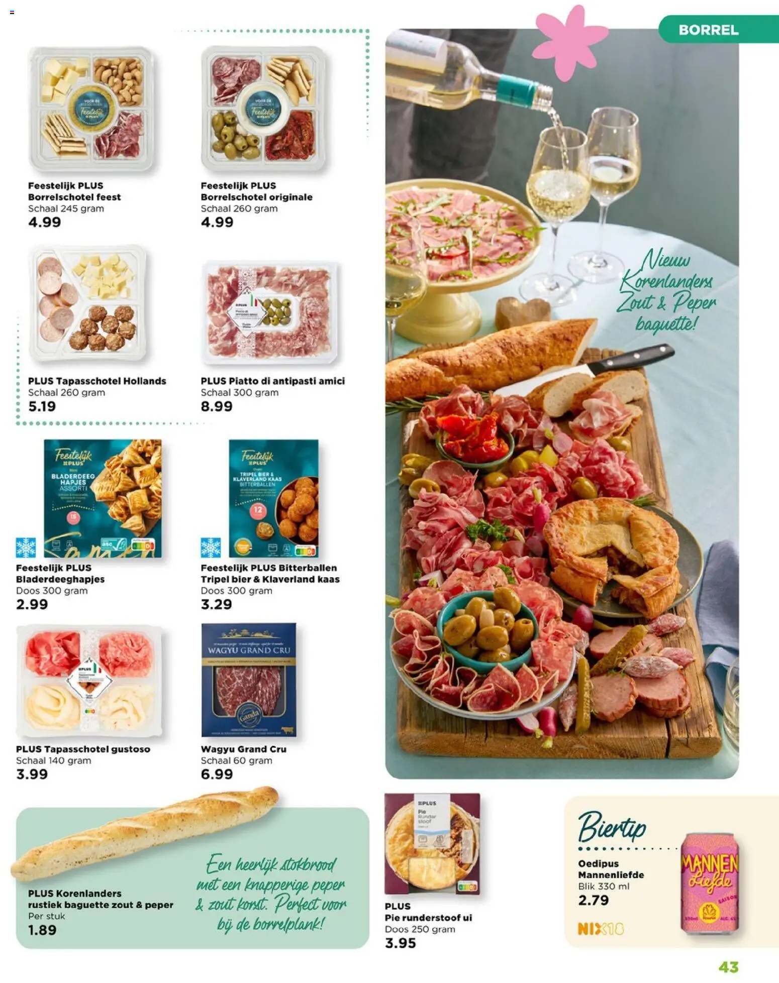 {H1} | Pagina: 43 | Producten: Bier, Schaal, Baguette, Peper