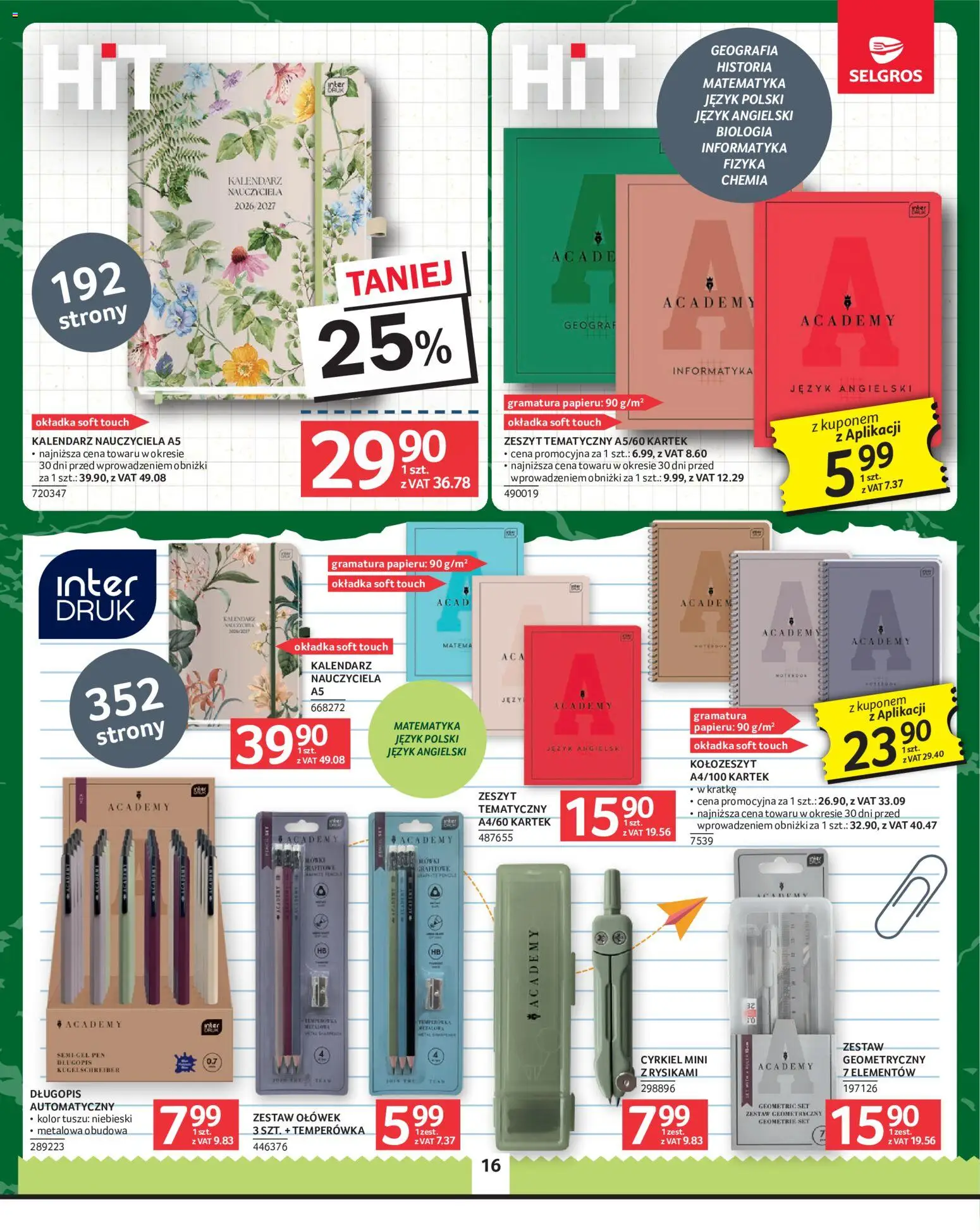 Selgros cash&carry gazetka - Oferta przemysłowa od 16.07.2026 | Strona: 18 | Produkty: Kalendarz, Temperówka, Zeszyt