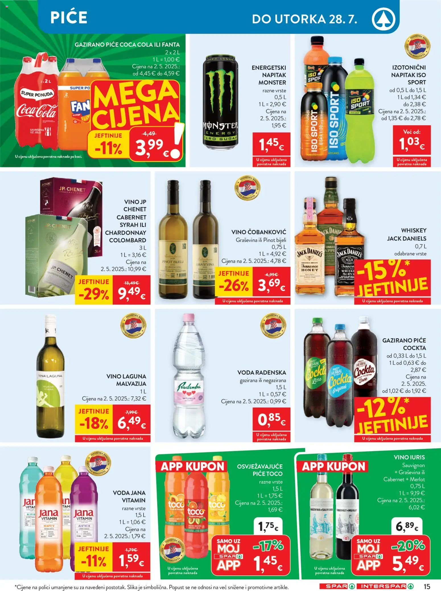 Spar katalog | vrijedi od 22.07.2026 | Stranica: 24 | Proizvodi: Coca cola, Radenska, Vino, Voda