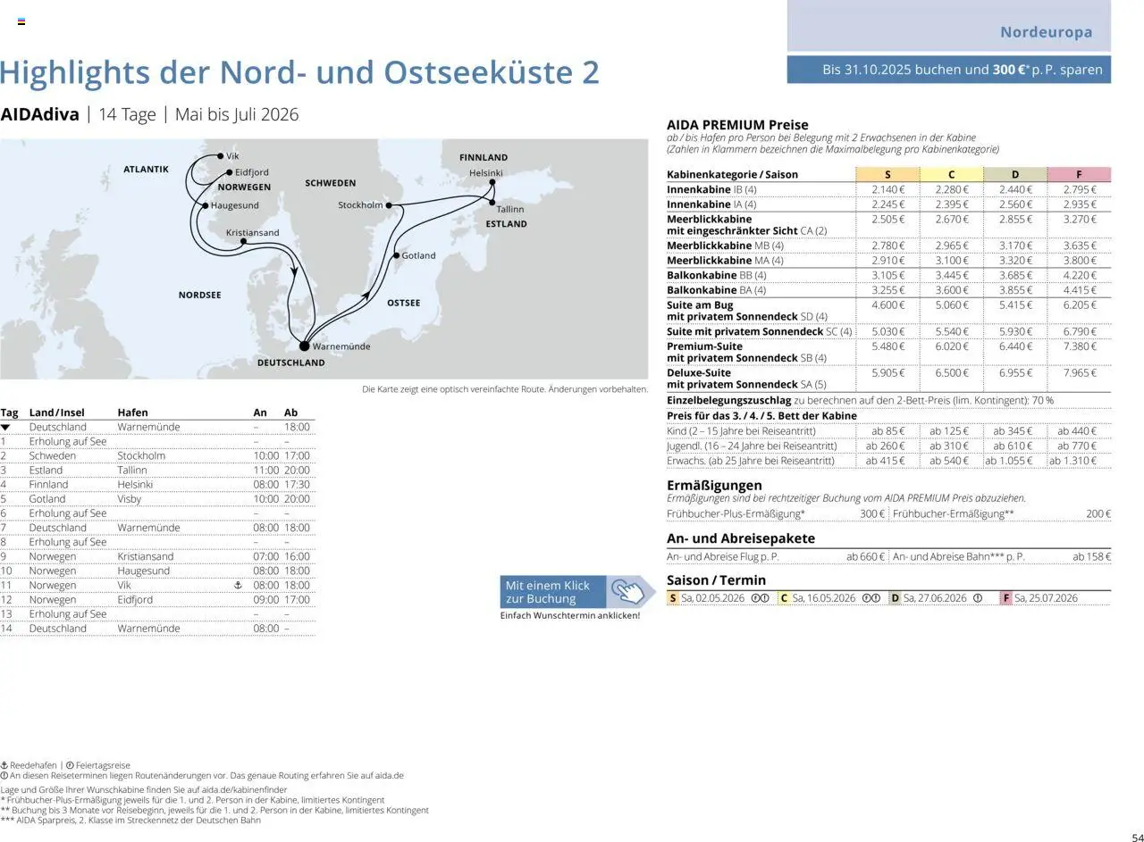 Aida Sommer 2026 – gültig ab 01.03.2026 | Seite: 54 | Produkte: Bett