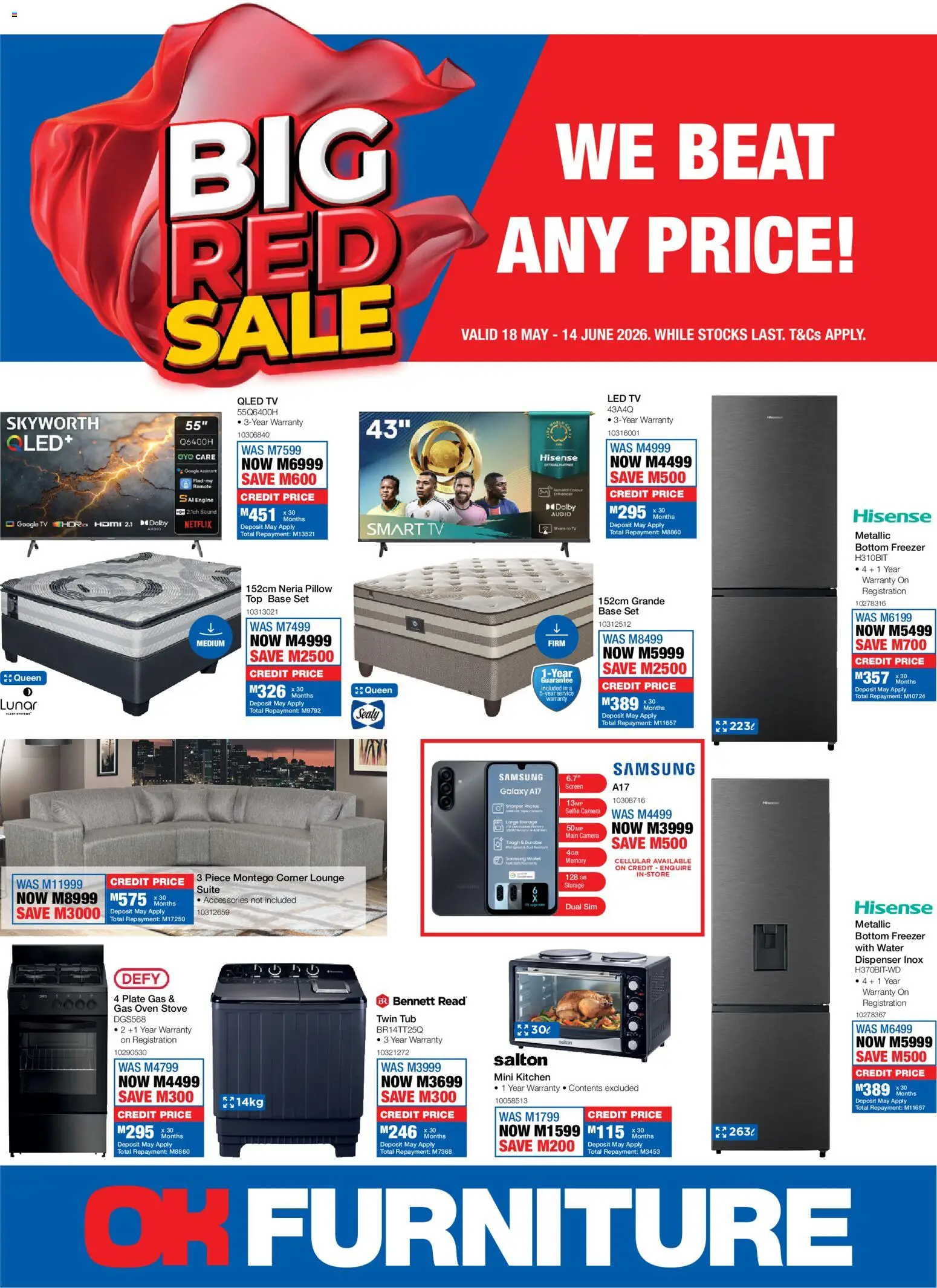 New OK Furniture catalogue – valid from 18.05.2026 | Page: 1 | Products: Freezer, Stove, Remote, Water
