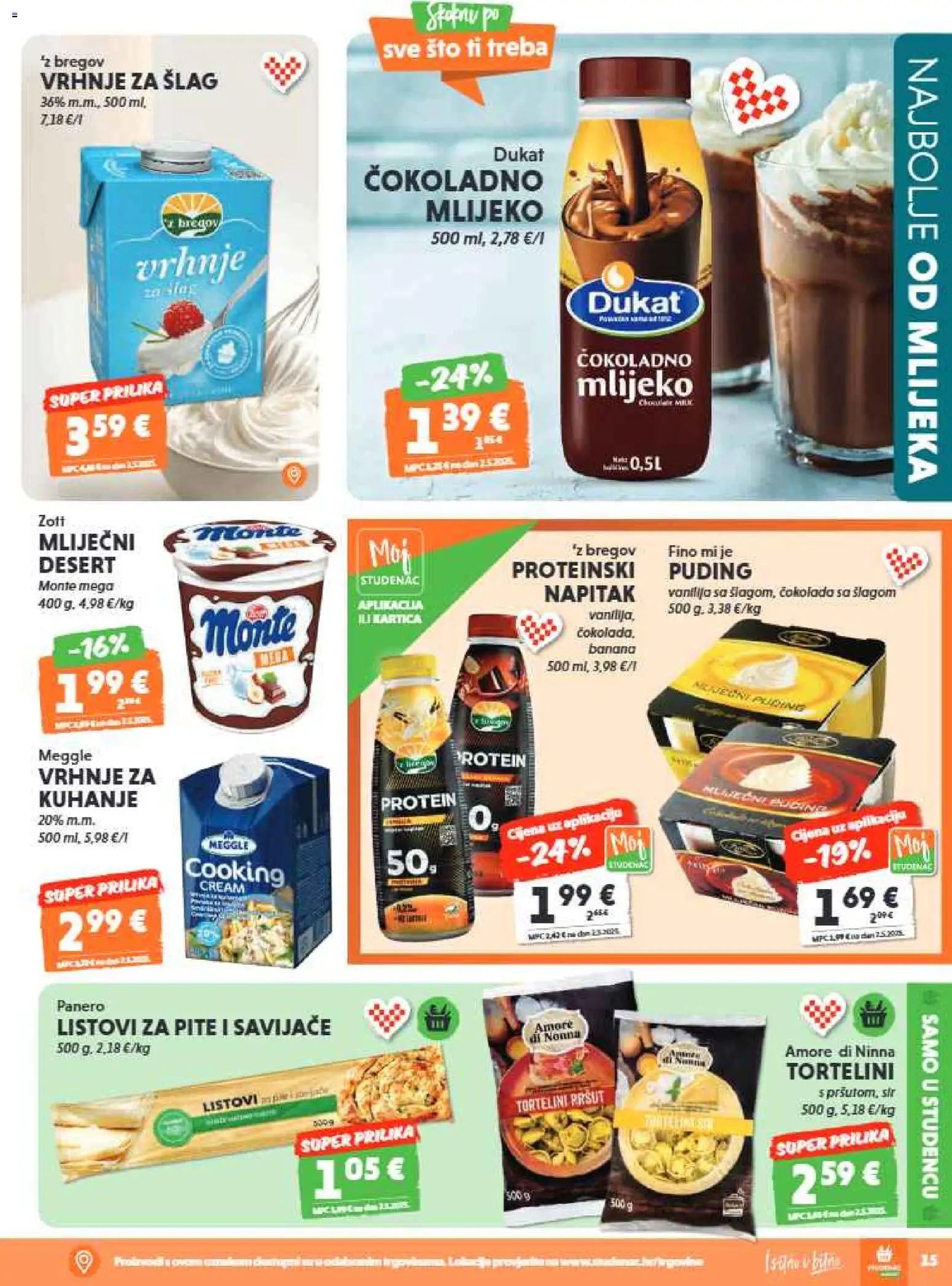 Studenac katalog | vrijedi od 15.07.2026 | Stranica: 15 | Proizvodi: Med, Mlijeko, Čokolada, Pršut