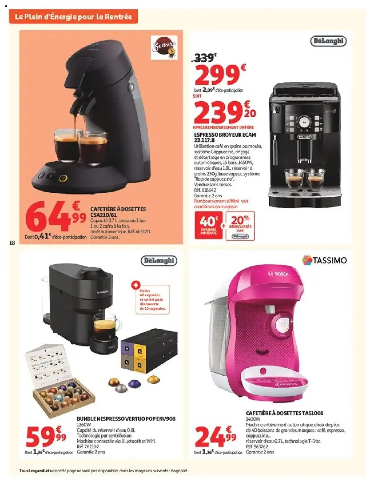 {H1} | Page: 18 | Produits: Cafetière, Boissons, Senseo, Cafetière à dosettes