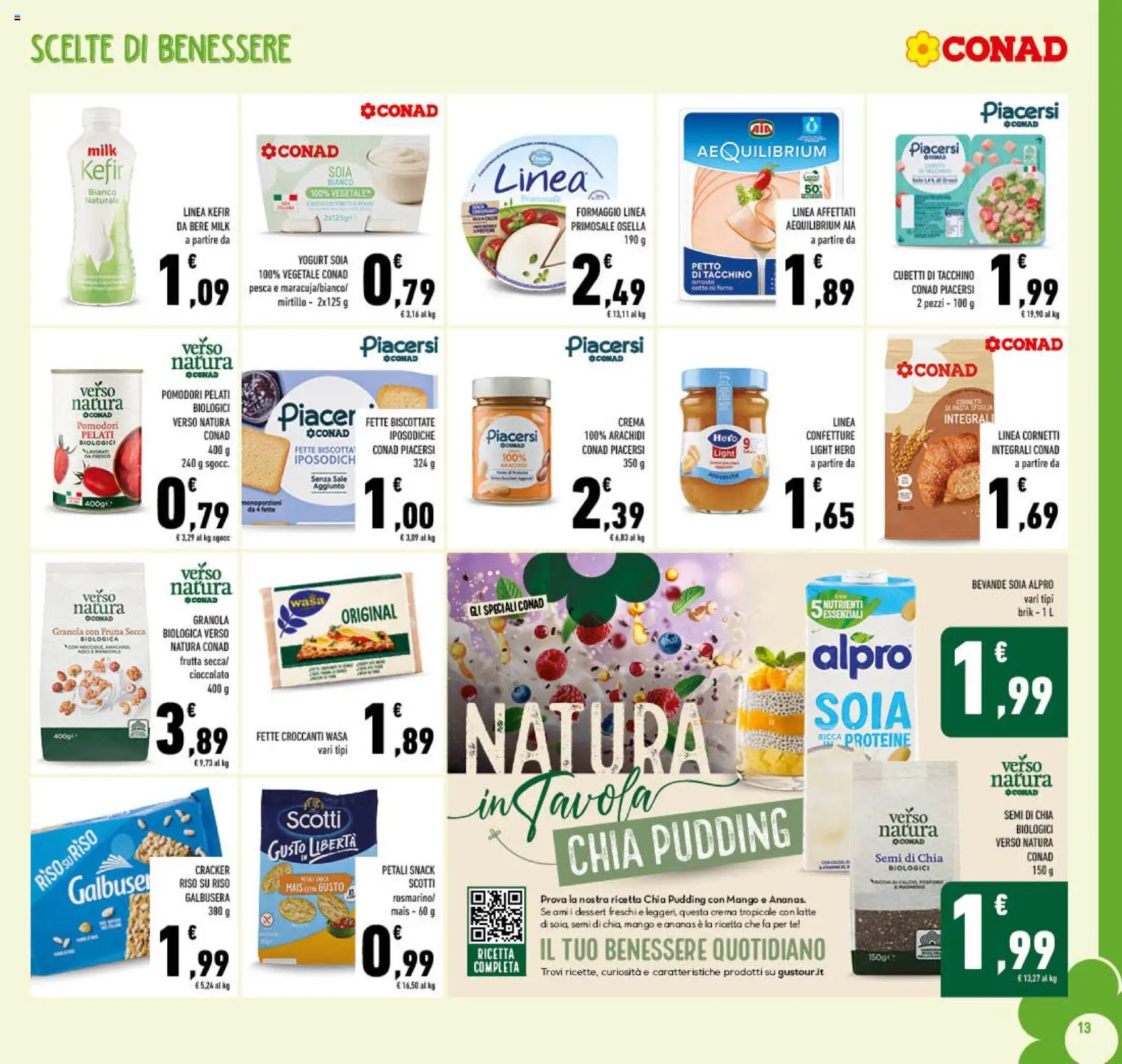 Volantino Conad del 15/07/2026 | Pagina: 13 | Prodotti: Frutta, Latte, Formaggio, Pomodori