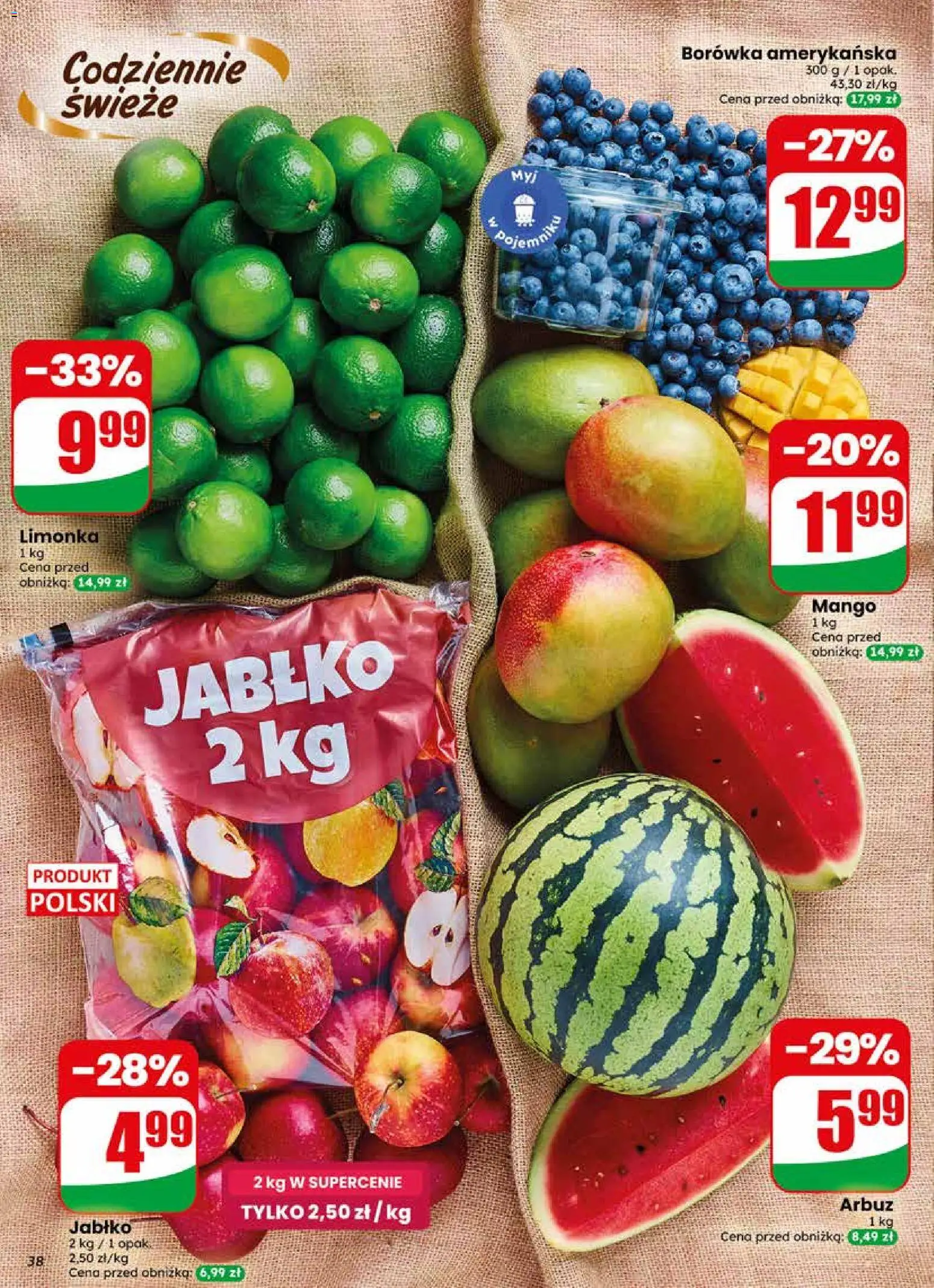 Dino gazetka od 13.05.2026 | Strona: 38 | Produkty: Mango, Limonka, Arbuz, Borówka amerykańska