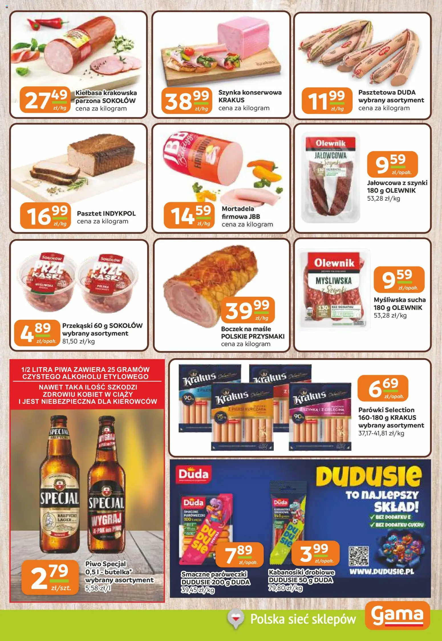 Gama gazetka od 10.09.2026 | Strona: 3 | Produkty: Myśliwska, Pasztet, Kiełbasa krakowska, Piwo