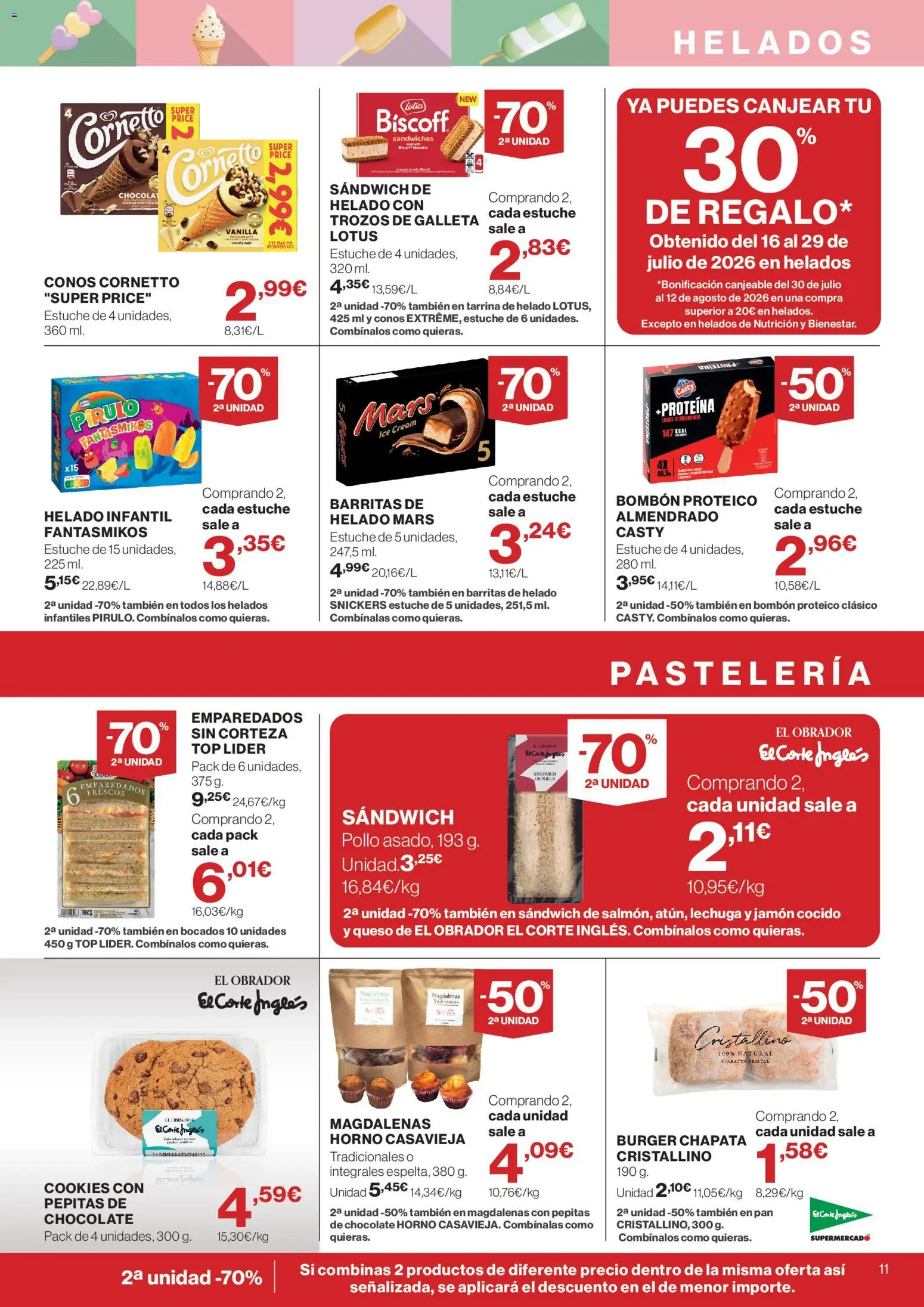 El Corte Inglés ofertas │ válido desde el 30/07/2026 | Página: 11 | Productos: Chocolate, Jamón, Magdalenas, Horno