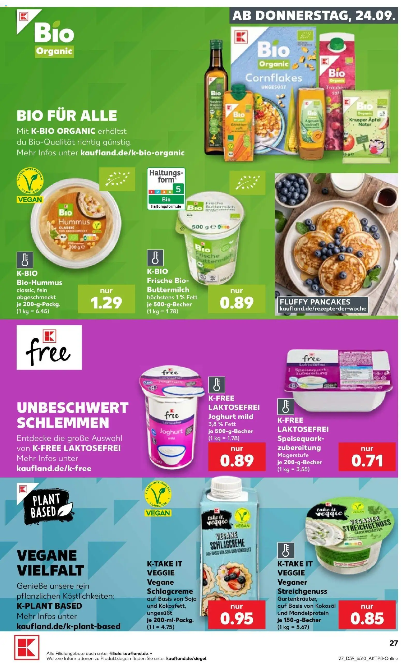 Kaufland Prospekt Völklingen – gültig ab 24.09.2026 | Seite: 27 | Produkte: Cornflakes, Joghurt, Hummus, Speisequark