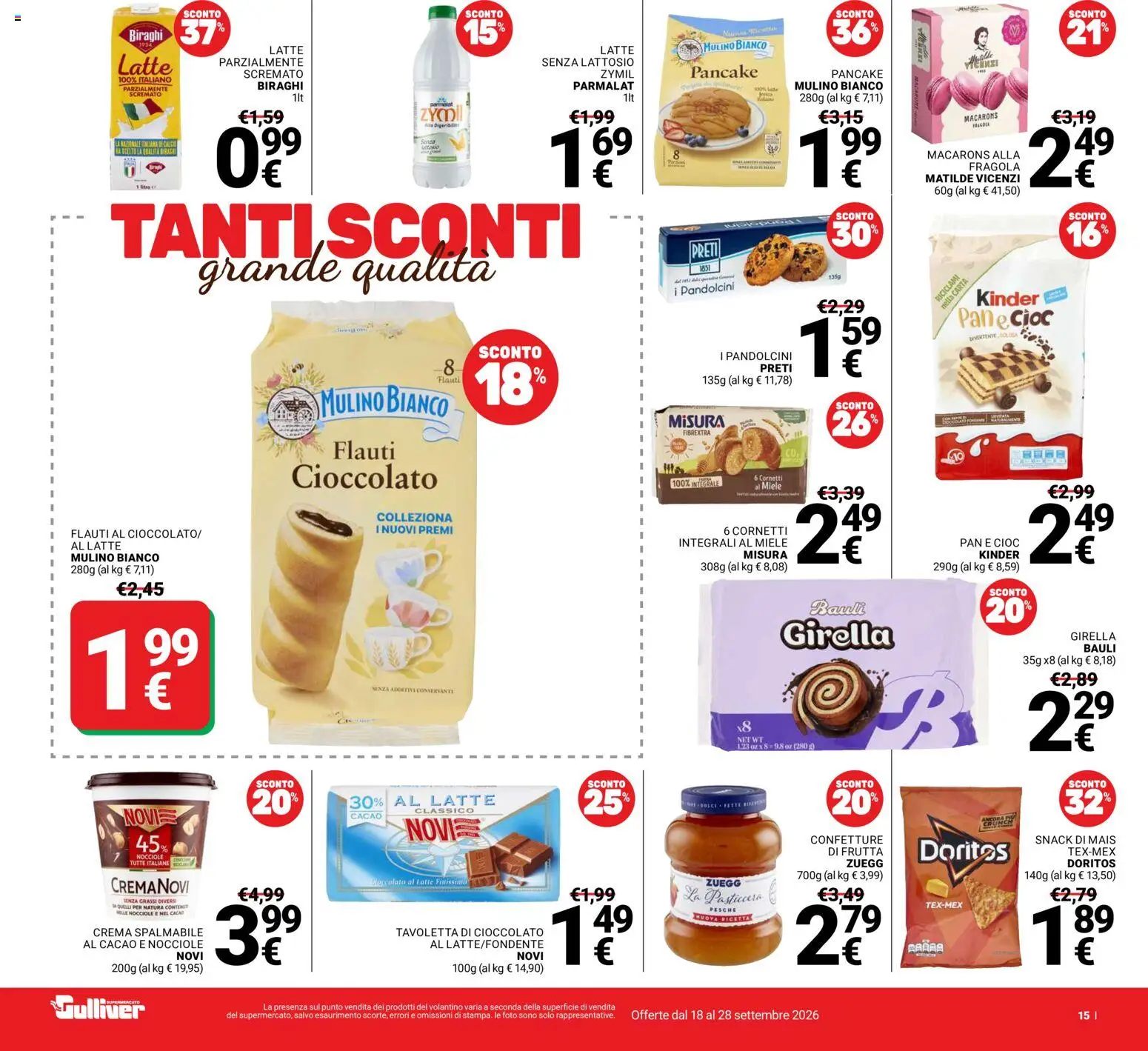 Volantino Gulliver del 18/09/2026 | Pagina: 15 | Prodotti: Pane, Nocciole, The, Mais