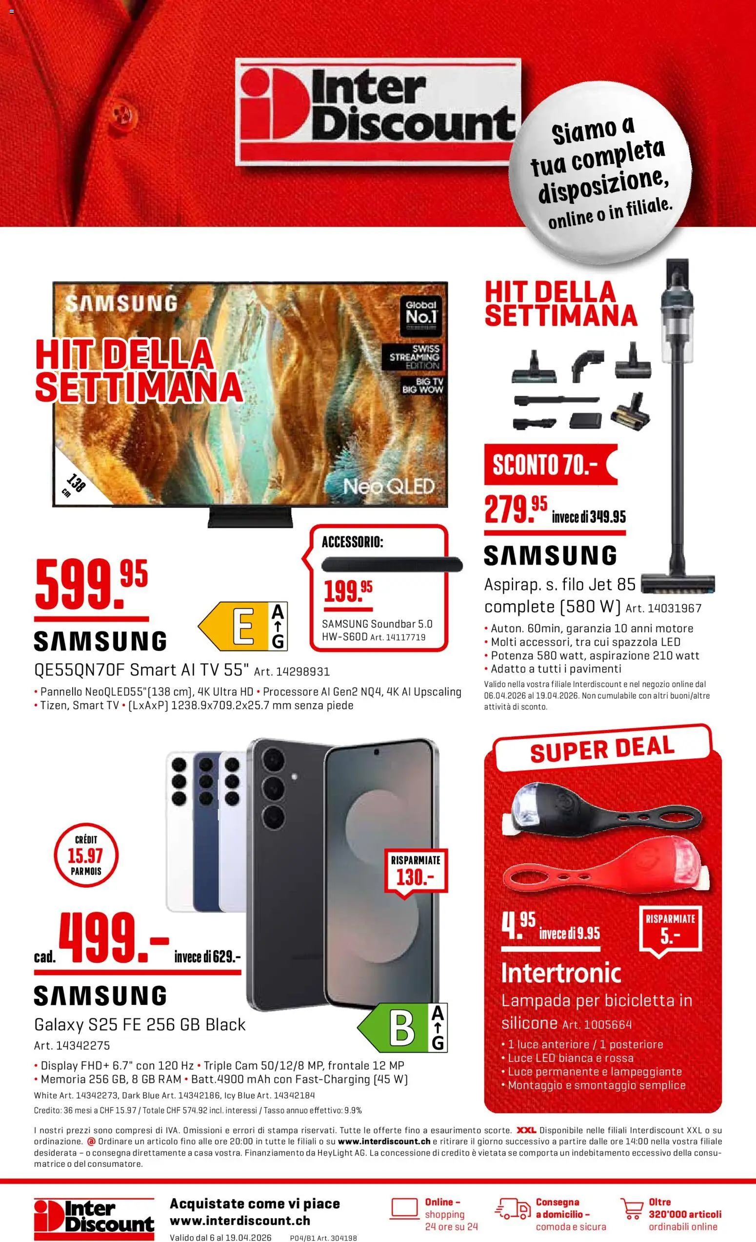Interdiscount aktionen IT – gültig ab 06.04.2026 | Seite: 1 | Produkte: Soundbar, TV, Samsung