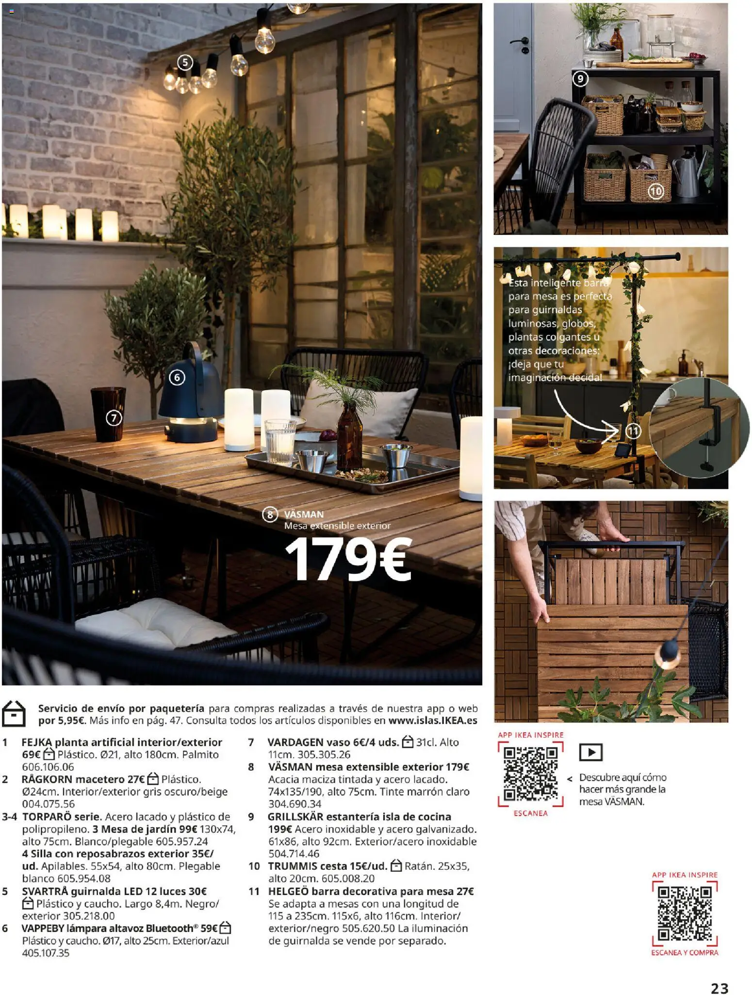 Catálogo IKEA Muebles de exterior │ válido desde el 17/12/2025 | Página: 23 | Productos: Mesa extensible, Estantería, Macetero, Cesta